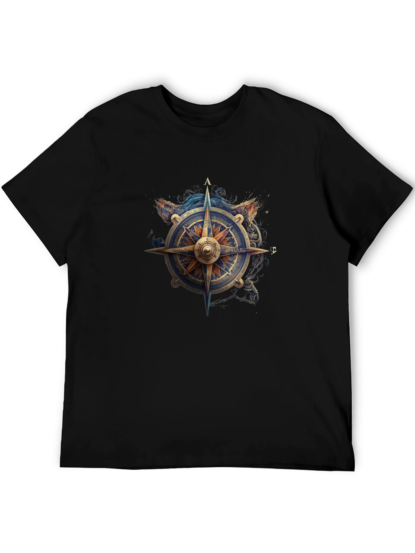 Nautical Compass Graphic Tee - Stylish Black T-Shirt