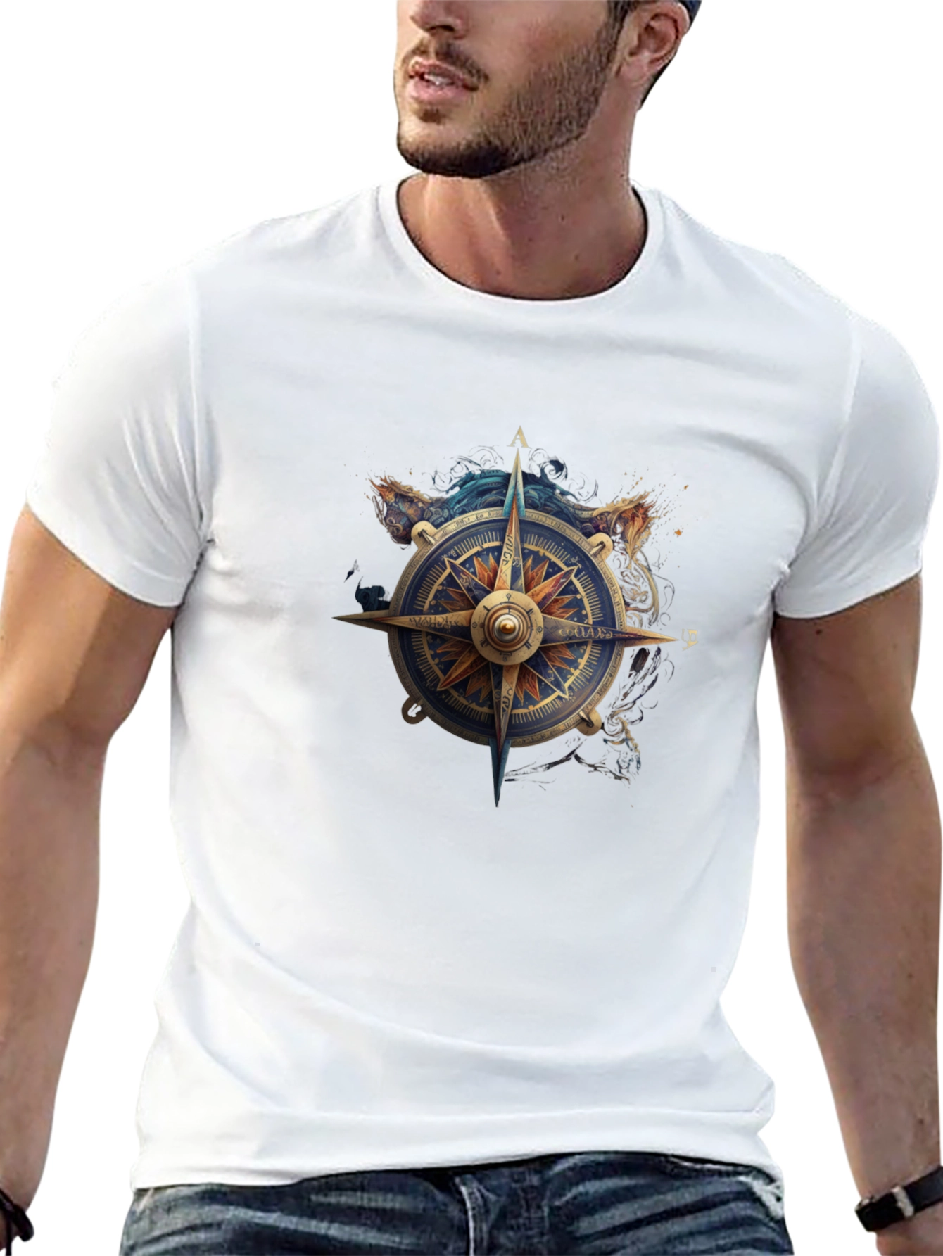 Nautical Compass Graphic Tee - Stylish Black T-Shirt