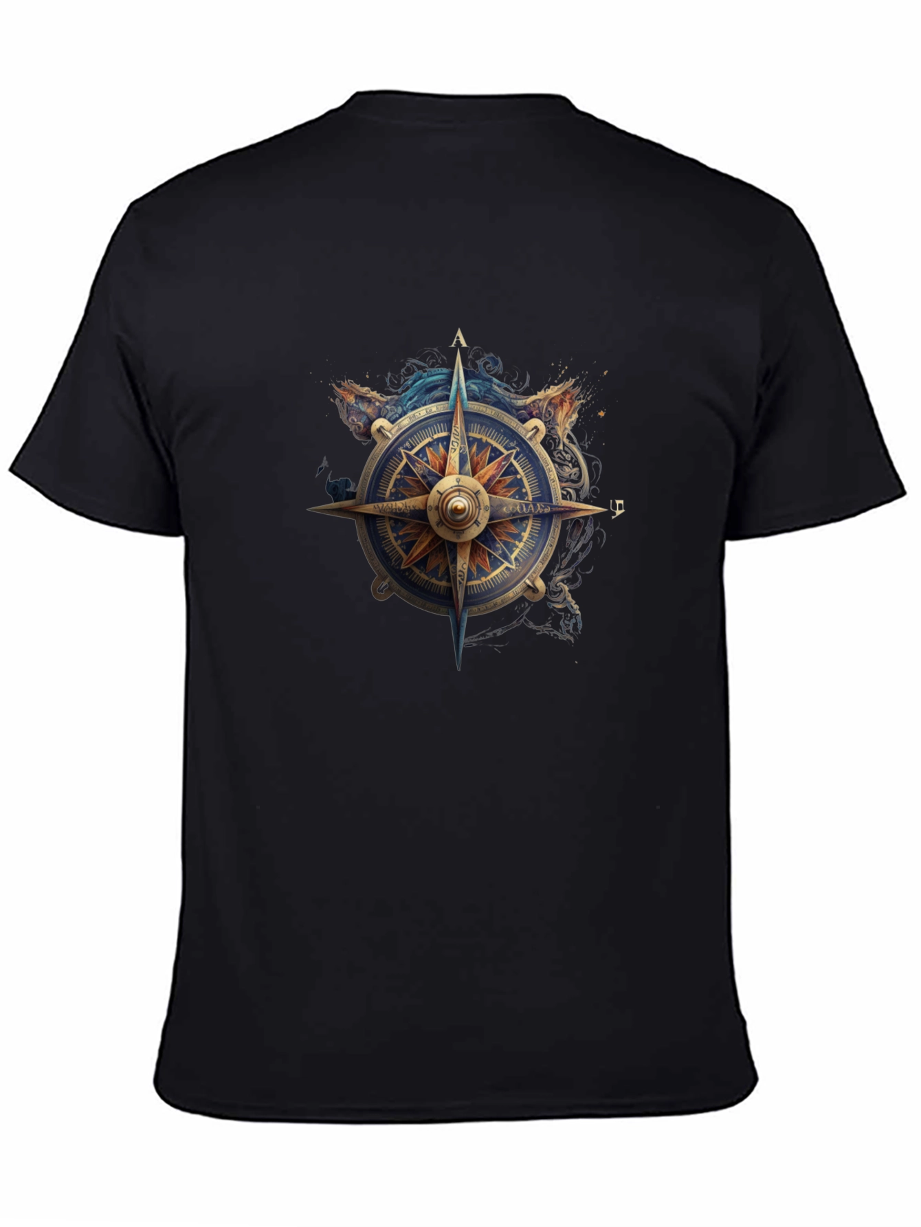 Nautical Compass Graphic Tee - Stylish Black T-Shirt