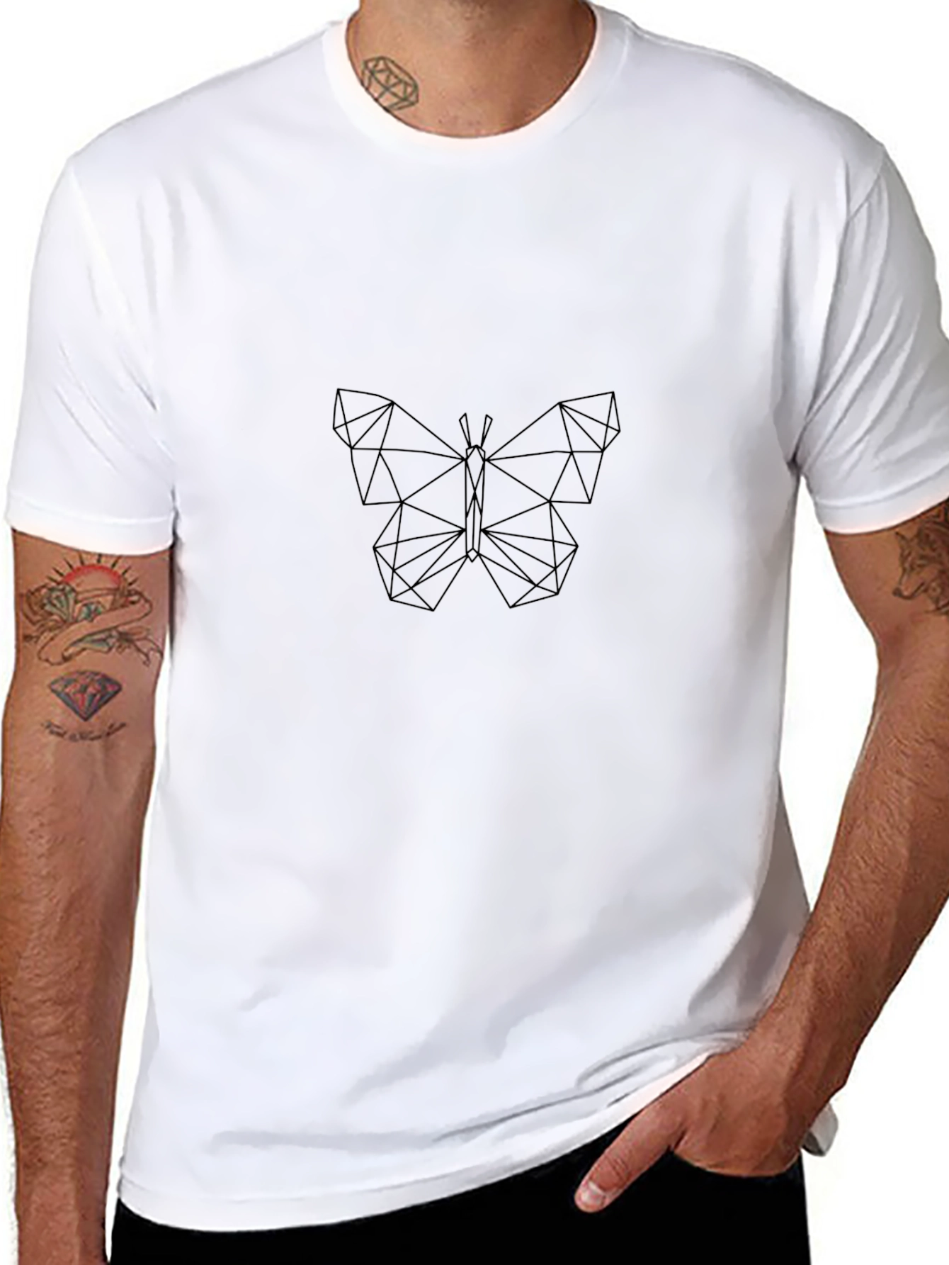 Geometric Butterfly Black T-Shirt