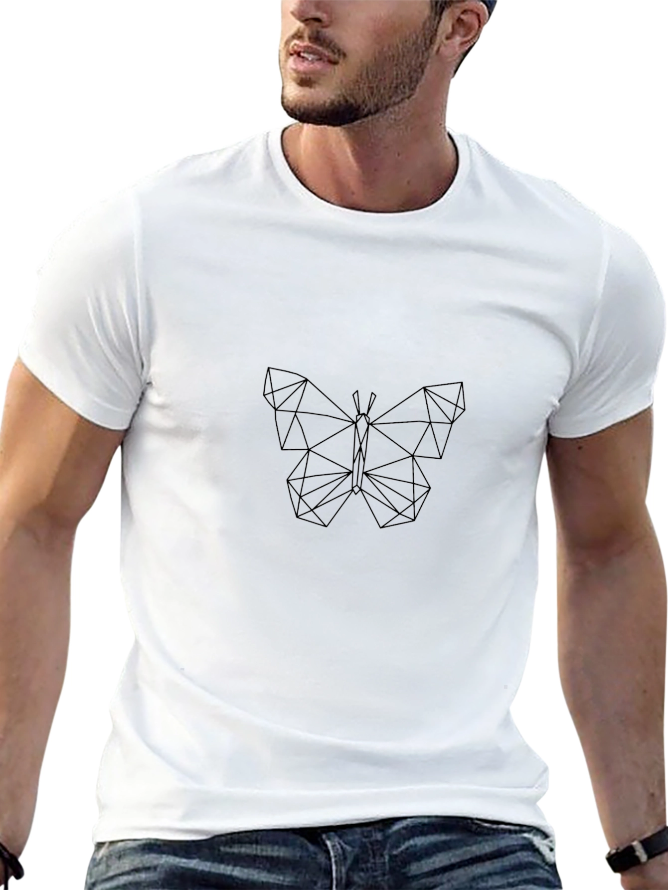 Geometric Butterfly Black T-Shirt
