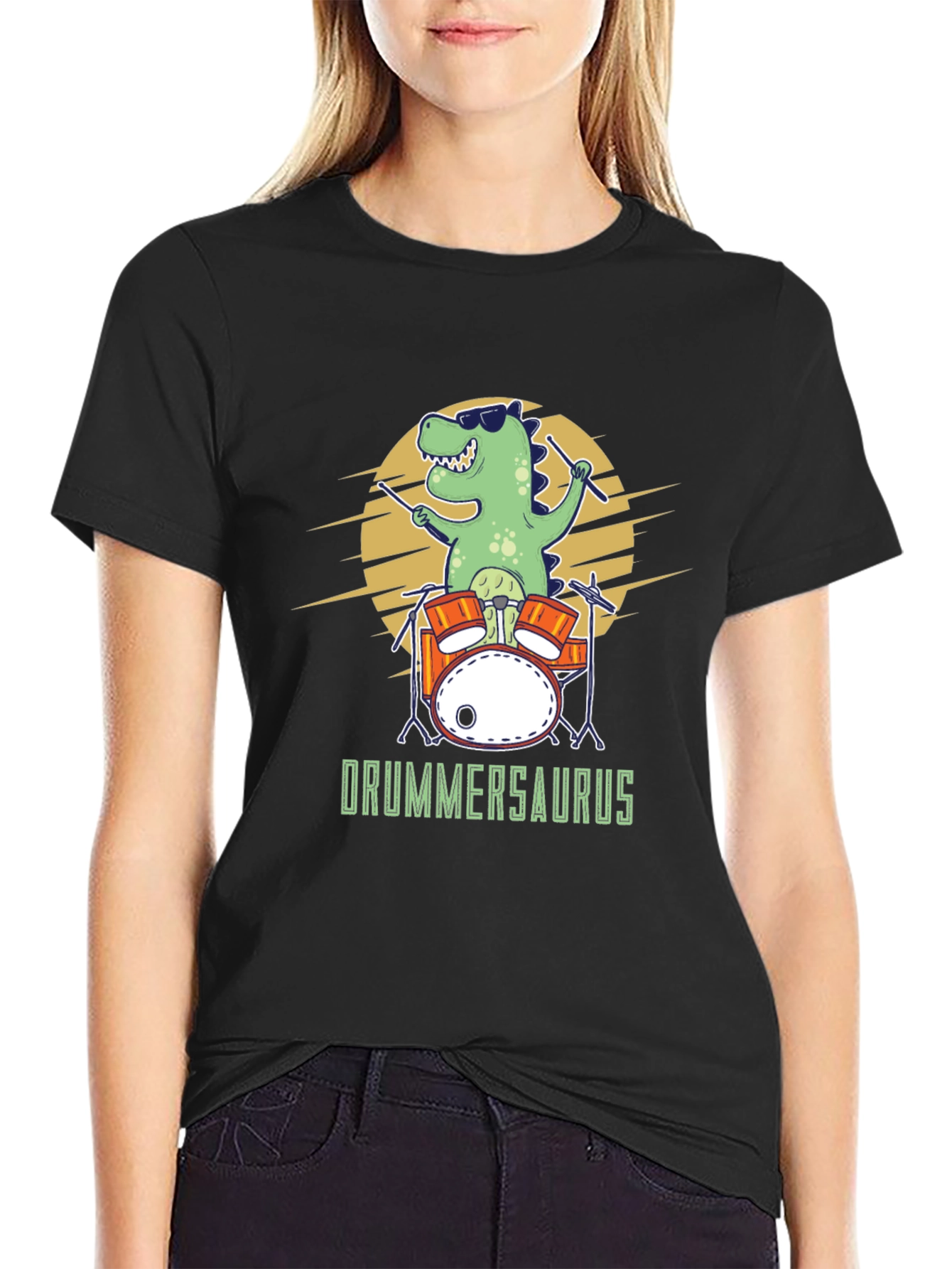 Drummersaurus T-Shirt - Funny Dinosaur Drummer Tee
