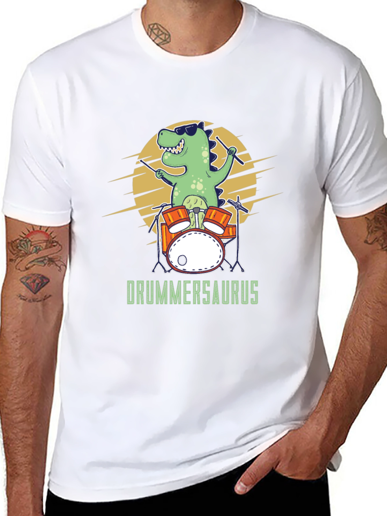 Drummersaurus T-Shirt - Funny Dinosaur Drummer Tee