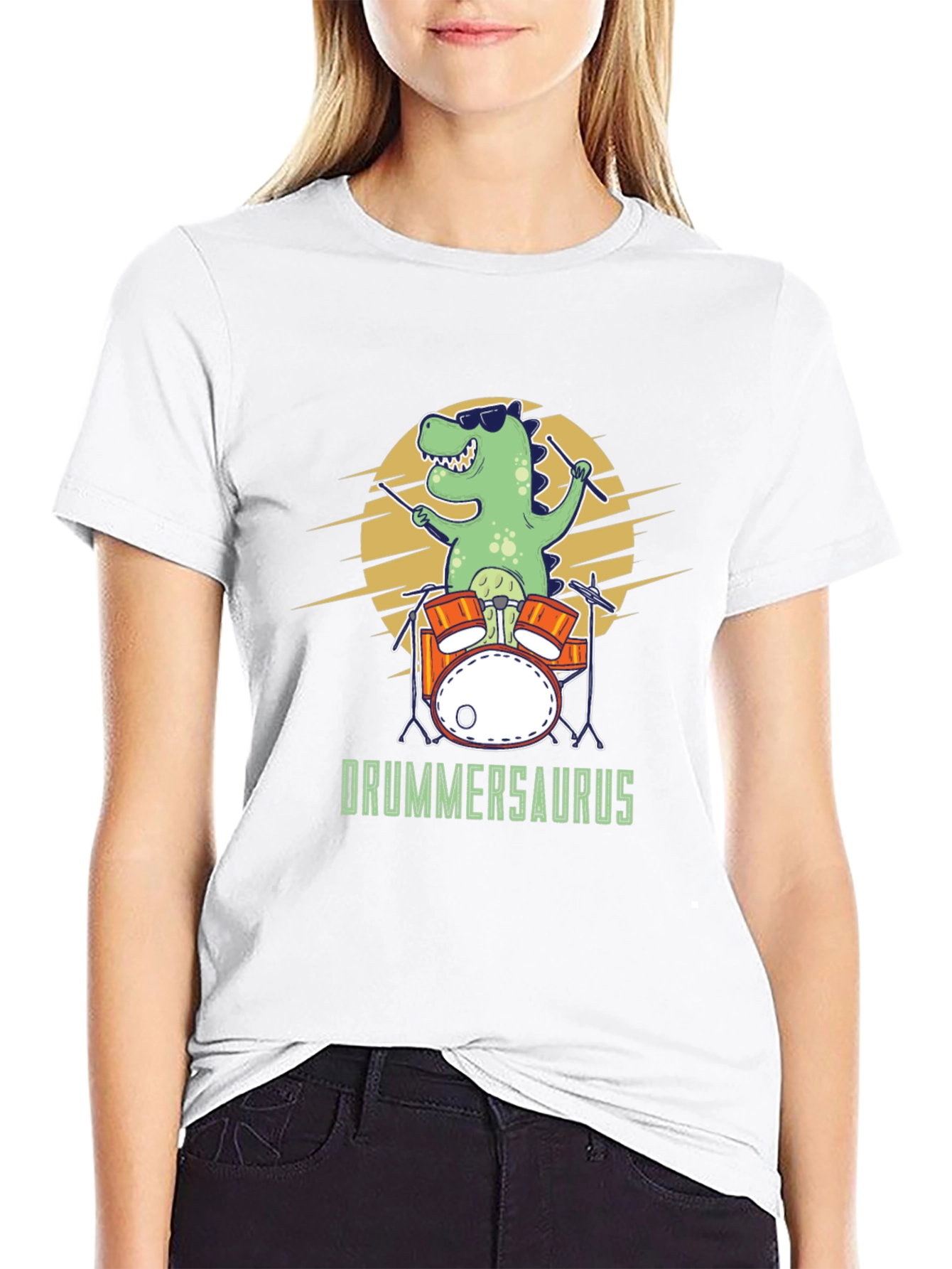 Drummersaurus T-Shirt - Funny Dinosaur Drummer Tee