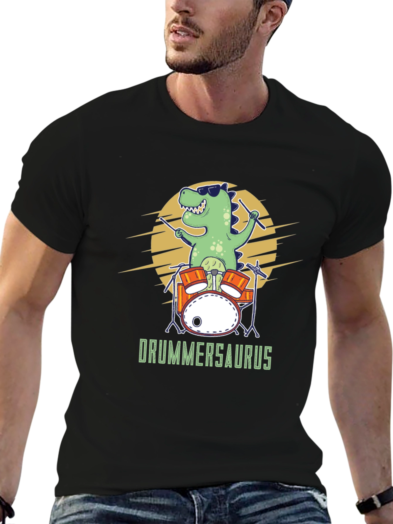 Drummersaurus T-Shirt - Funny Dinosaur Drummer Tee