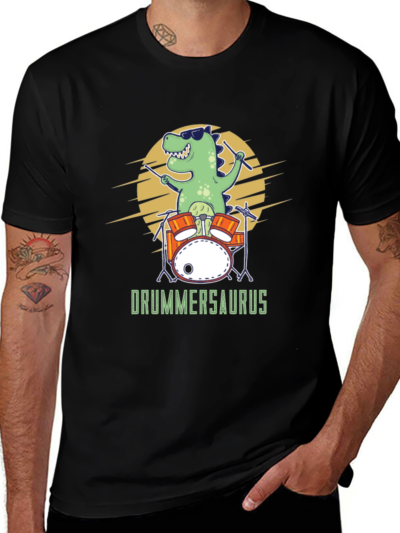Drummersaurus T-Shirt - Funny Dinosaur Drummer Tee