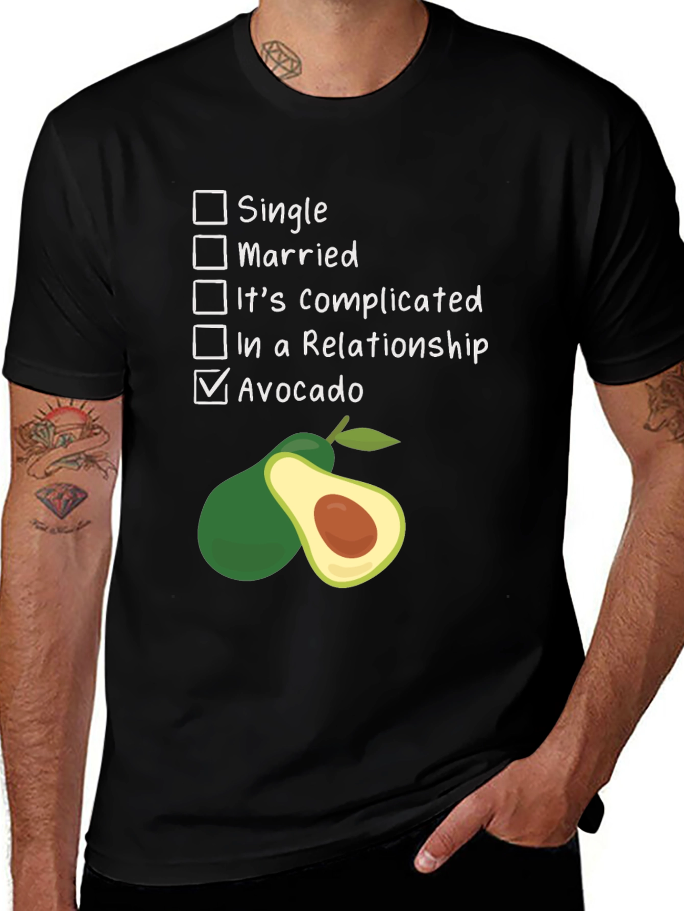 Avocado Relationship Status Graphic T-Shirt