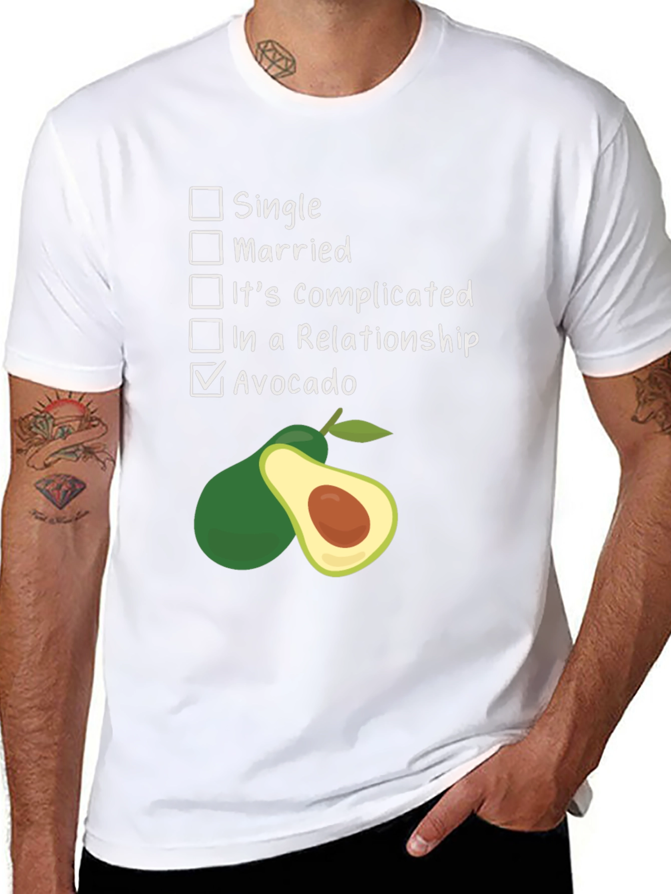 Avocado Relationship Status Graphic T-Shirt