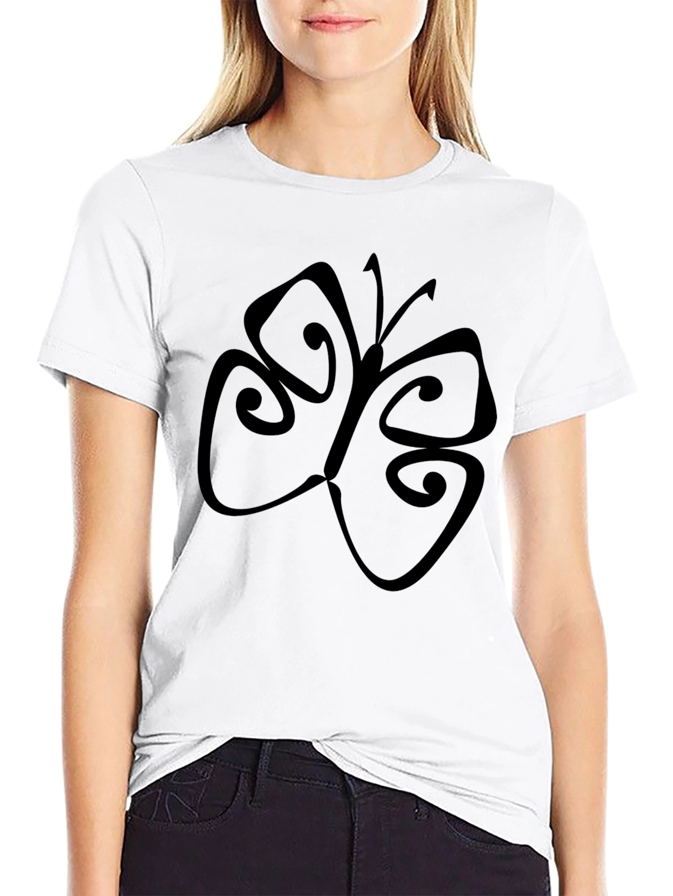 Black T-Shirt with Butterfly Design