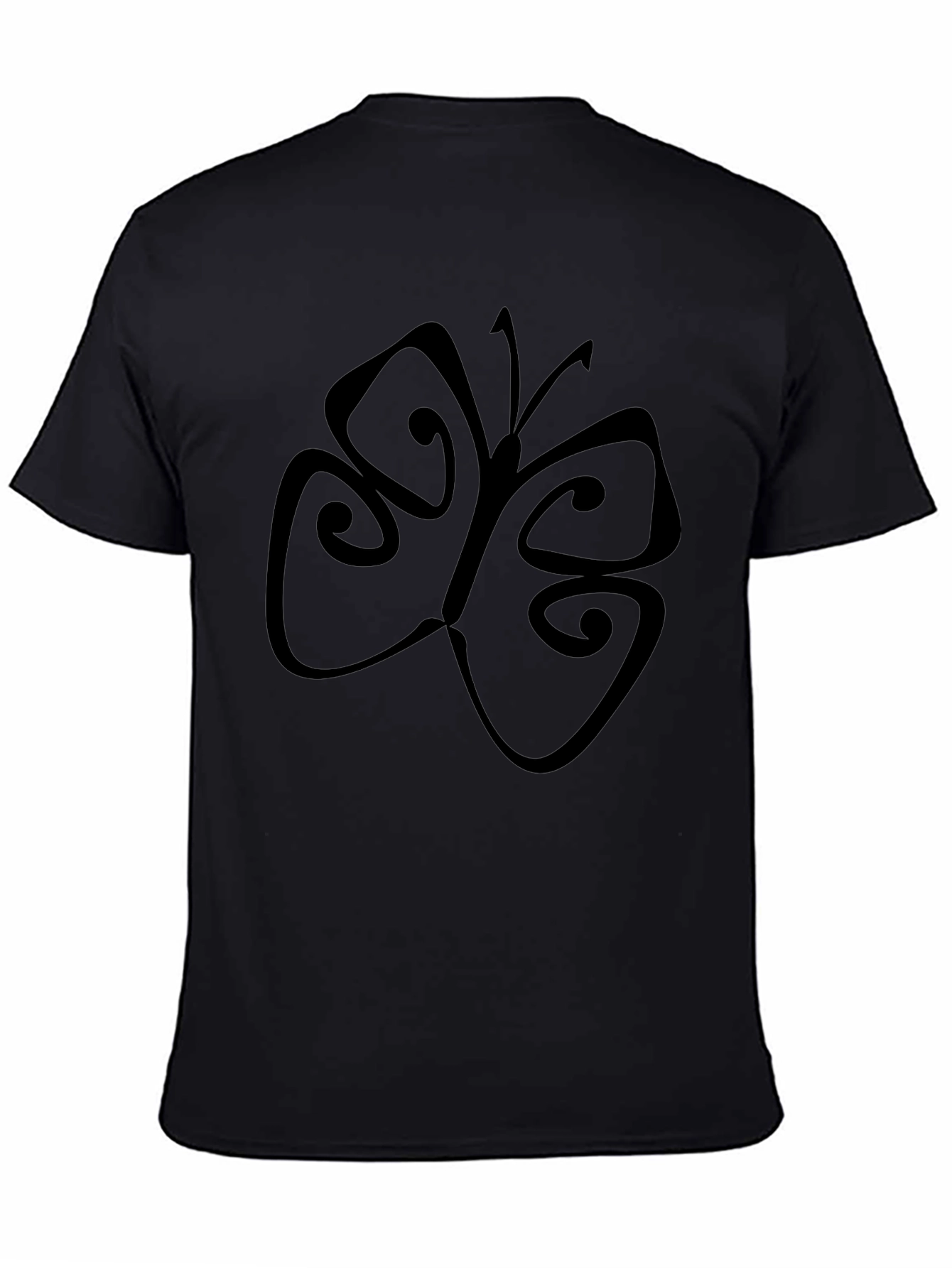 Black T-Shirt with Butterfly Design