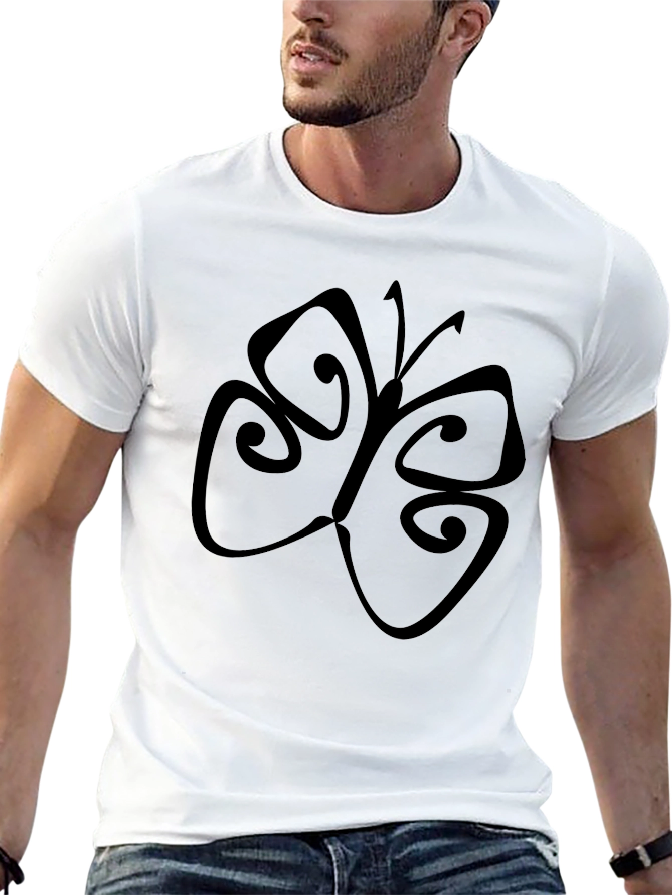 Black T-Shirt with Butterfly Design