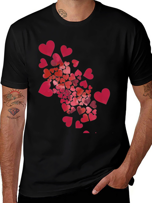 Heart Burst Graphic Black Tee Shirt Valentines Day