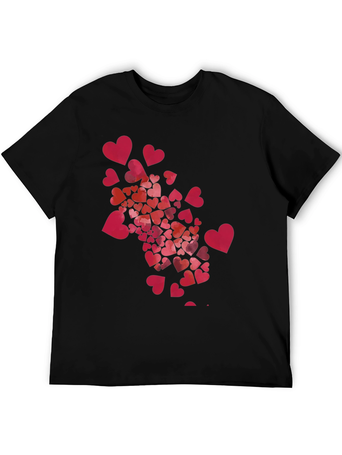 Heart Burst Graphic Black Tee Shirt Valentines Day