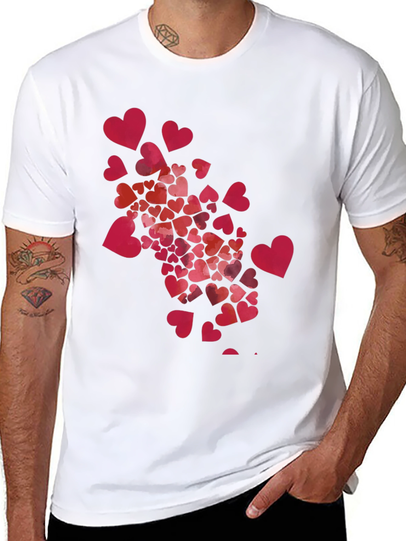 Heart Burst Graphic Black Tee Shirt Valentines Day