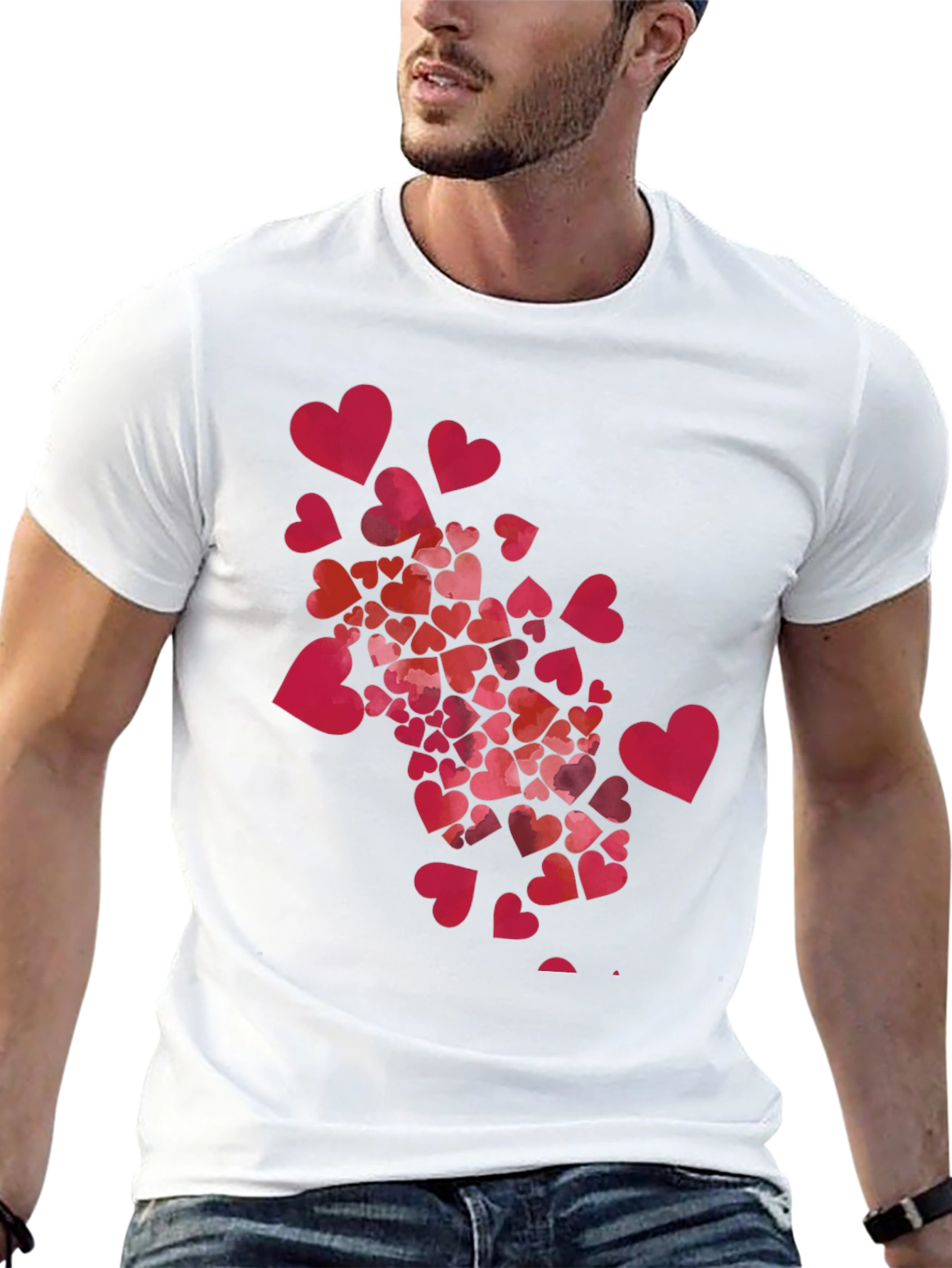 Heart Burst Graphic Black Tee Shirt Valentines Day