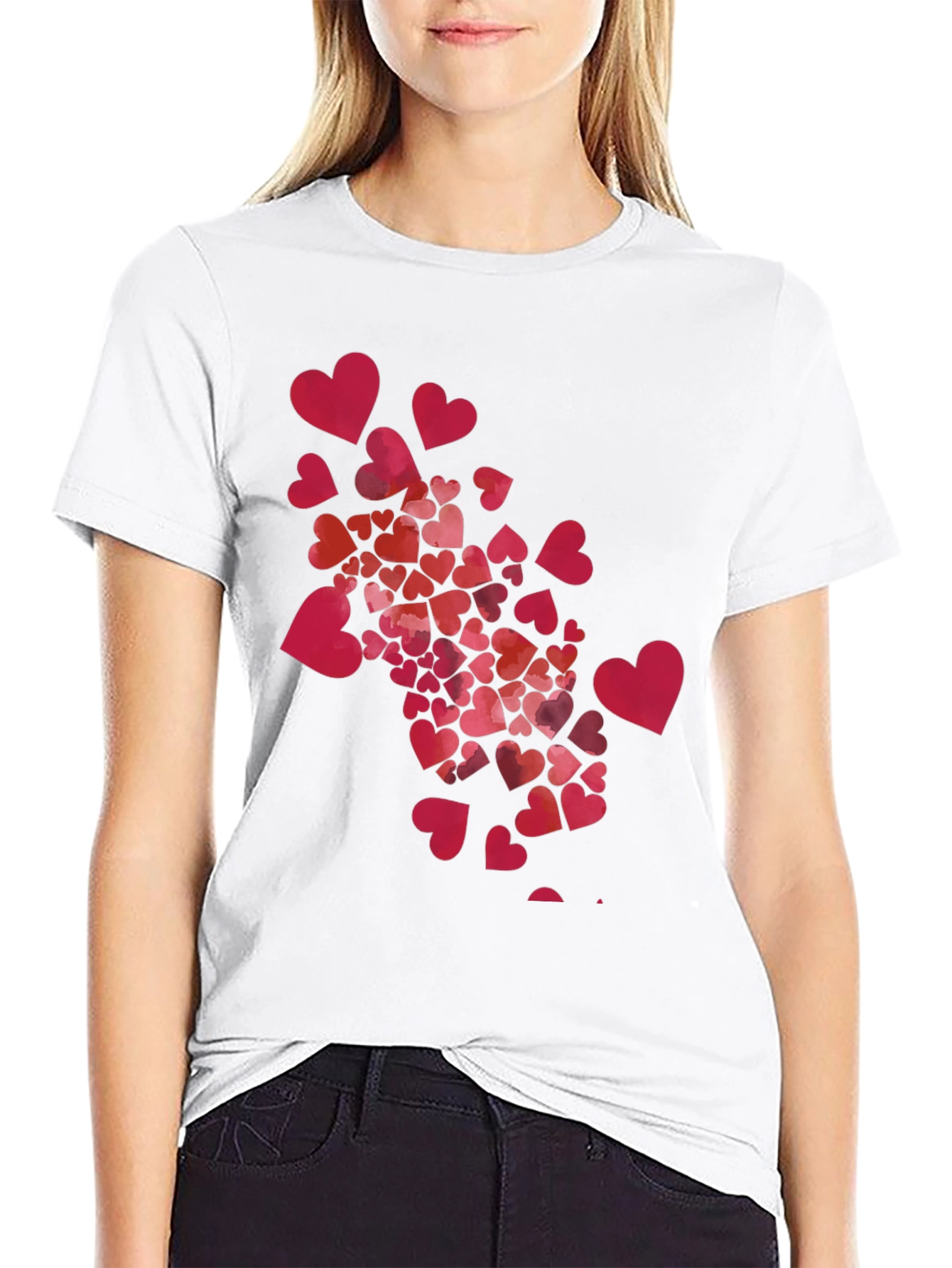 Heart Burst Graphic Black Tee Shirt Valentines Day