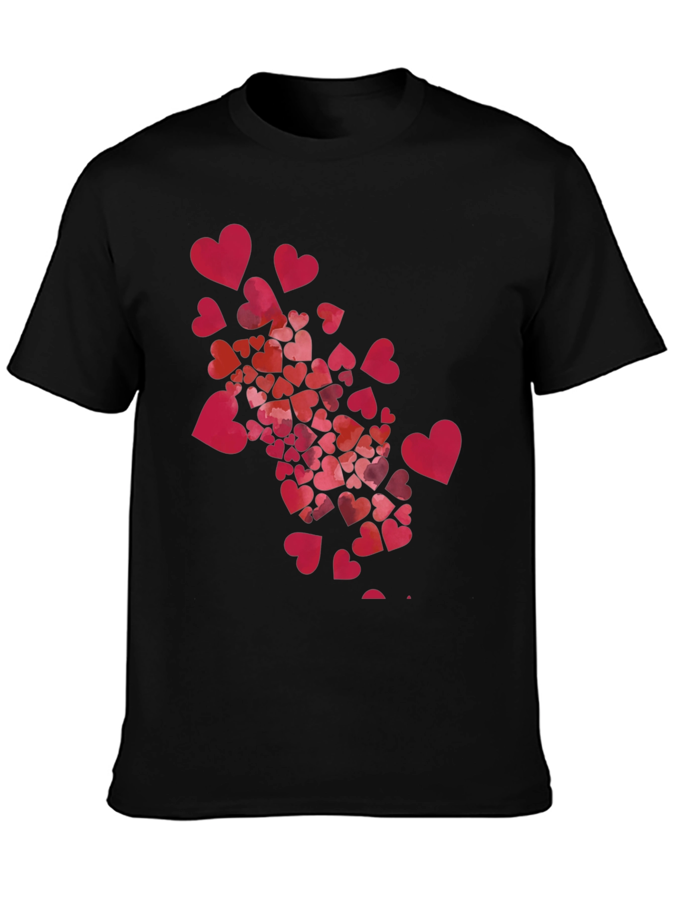 Heart Burst Graphic Black Tee Shirt Valentines Day