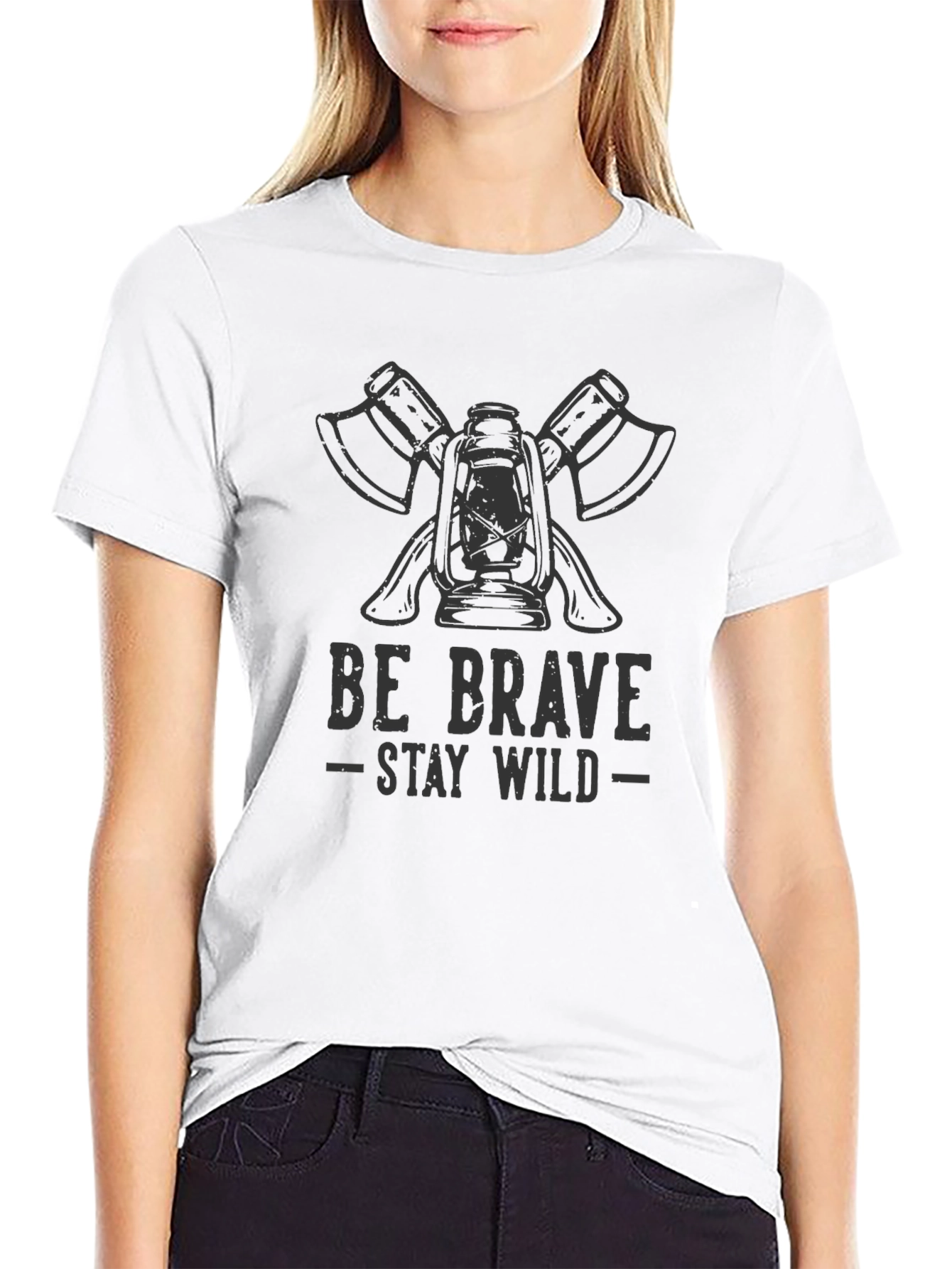 Be Brave Stay Wild Graphic Tee - Black