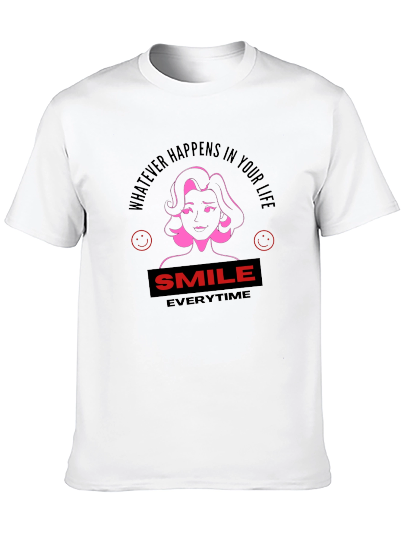 Smile Everytime Black Graphic T-Shirt