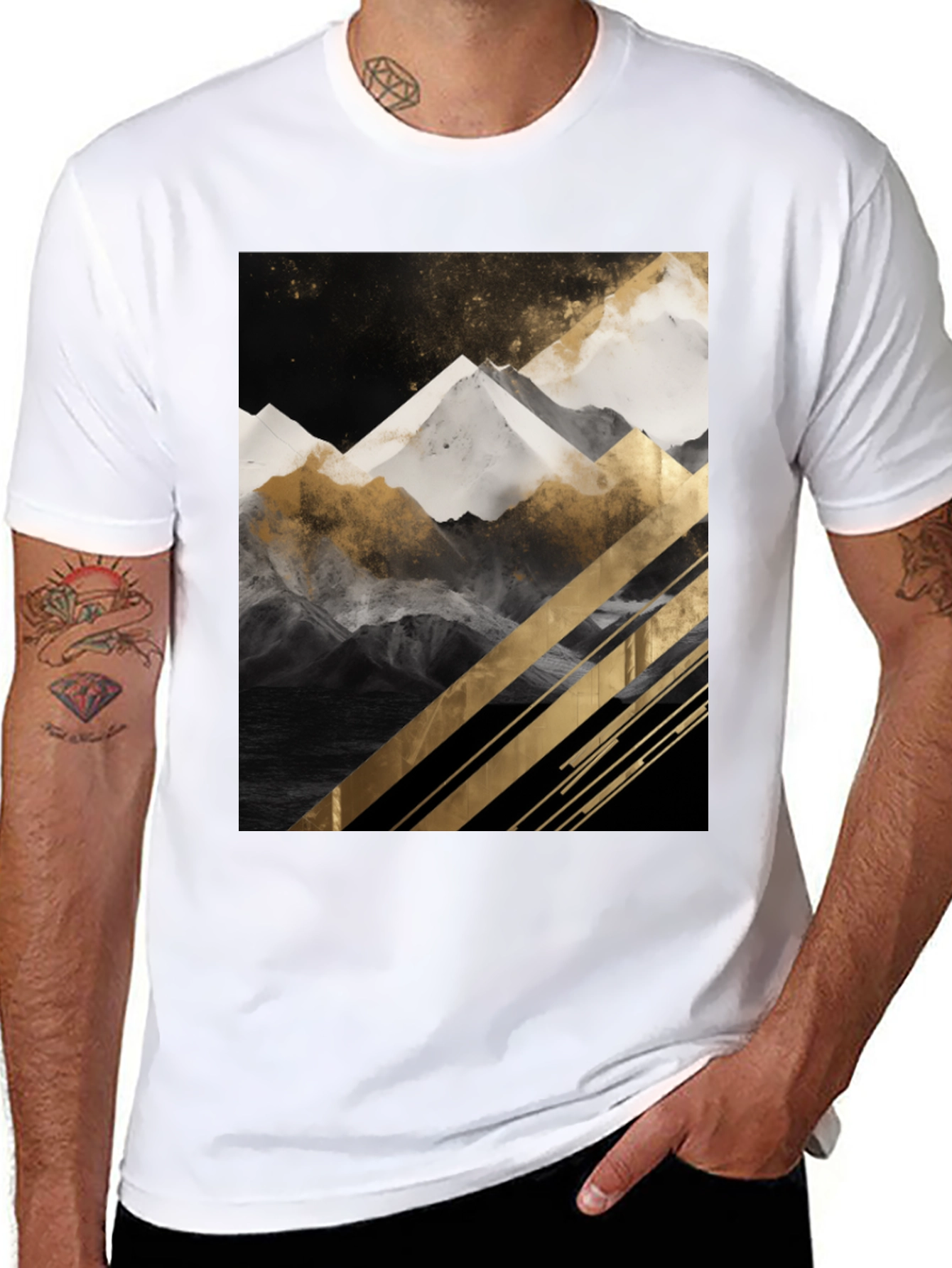 Mountain Graphic Tee - Modern Art T-Shirt