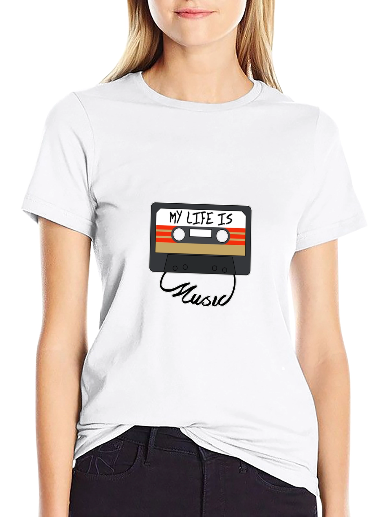 My Life Is Music Cassette Tape Graphic Tee