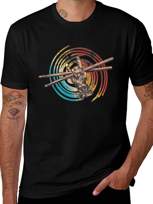 Retro Drummer Hand T-Shirt