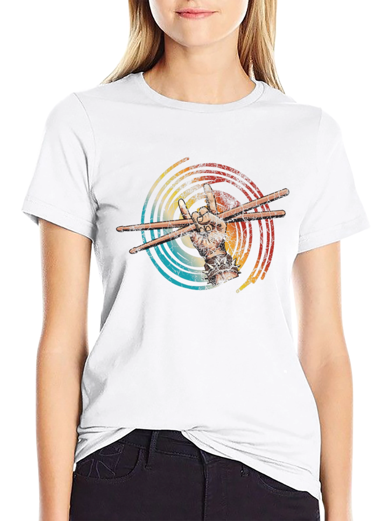 Retro Drummer Hand T-Shirt