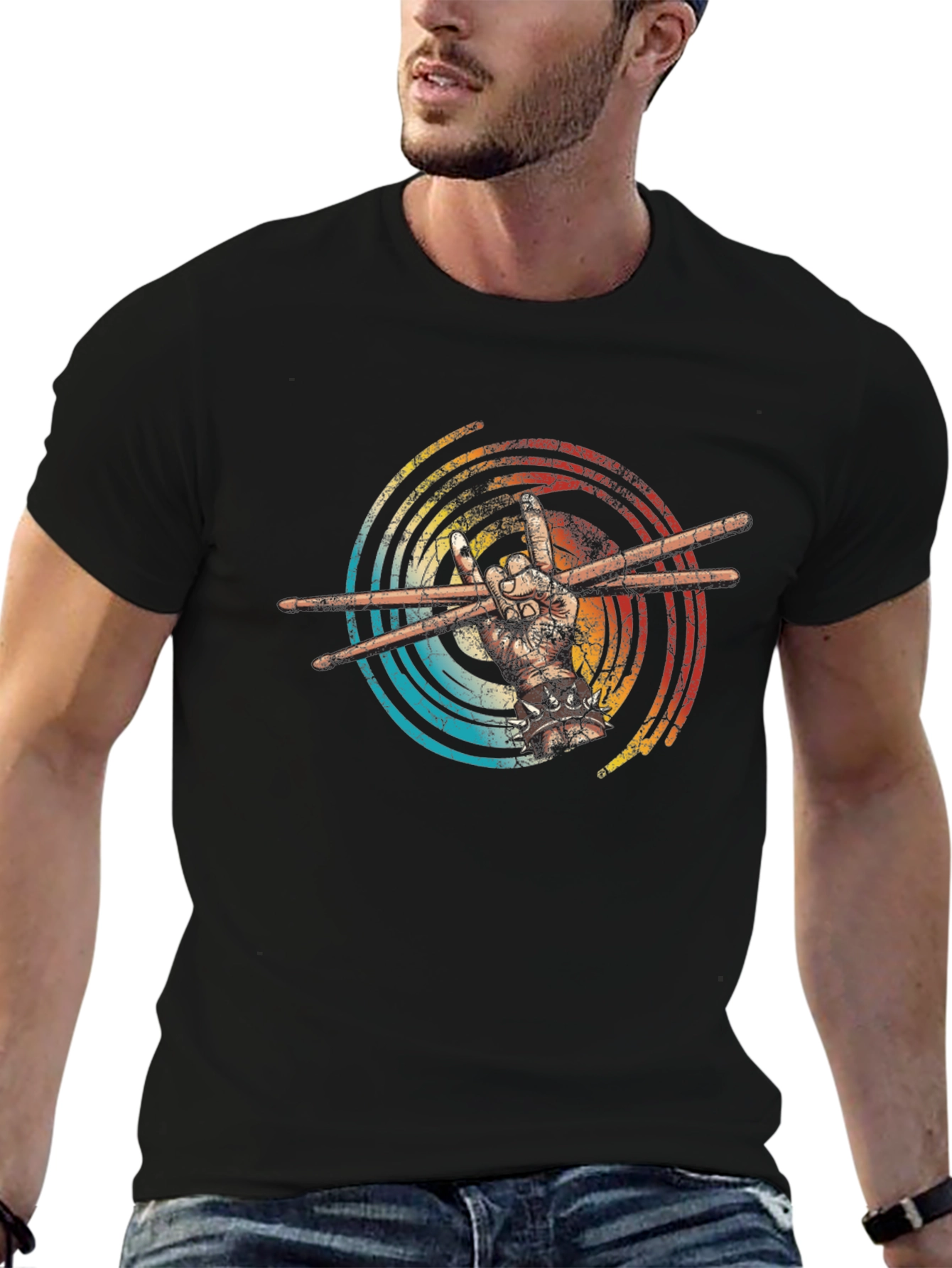 Retro Drummer Hand T-Shirt