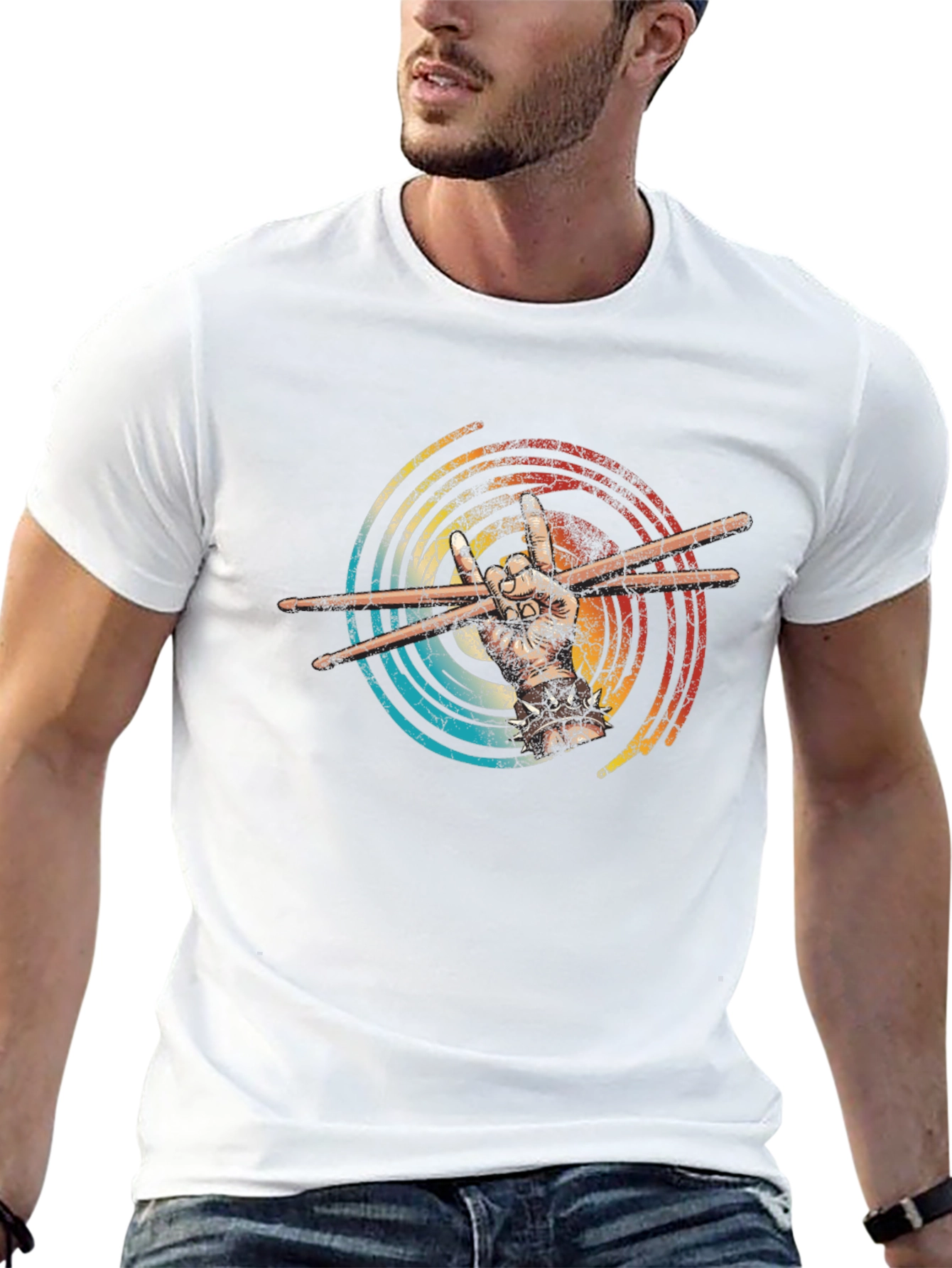 Retro Drummer Hand T-Shirt