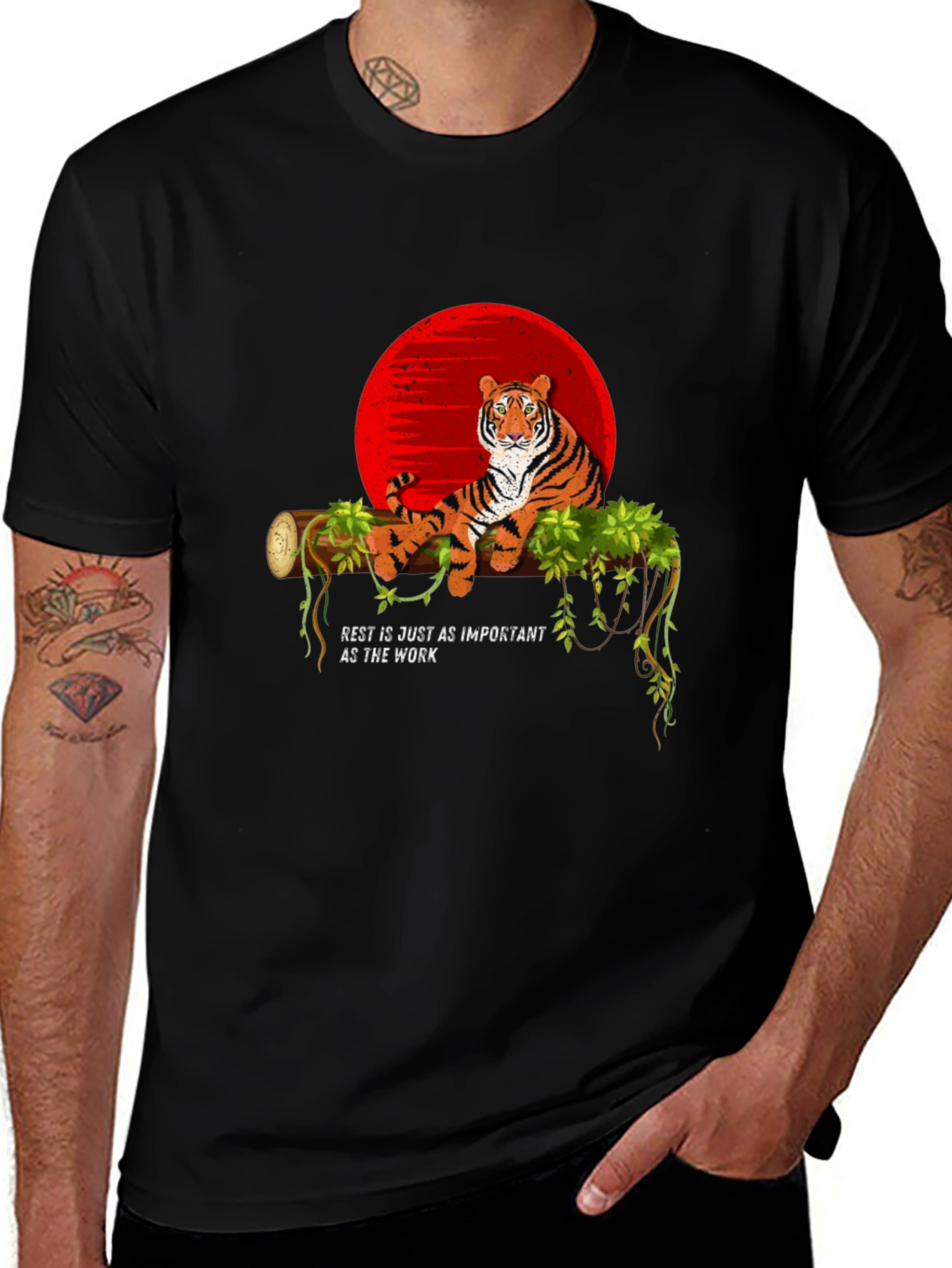 Tiger Resting on Log Graphic T-Shirt