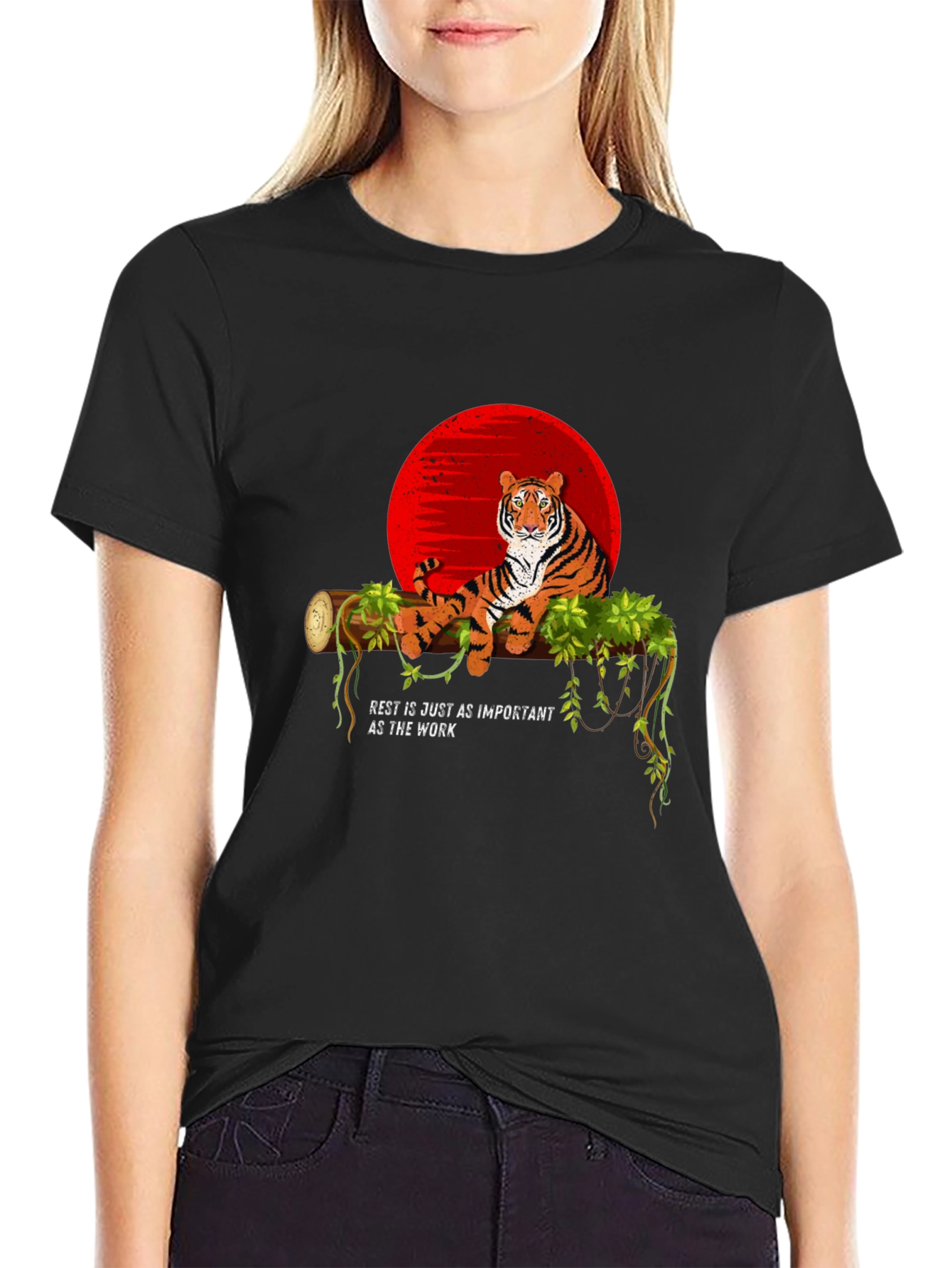 Tiger Resting on Log Graphic T-Shirt