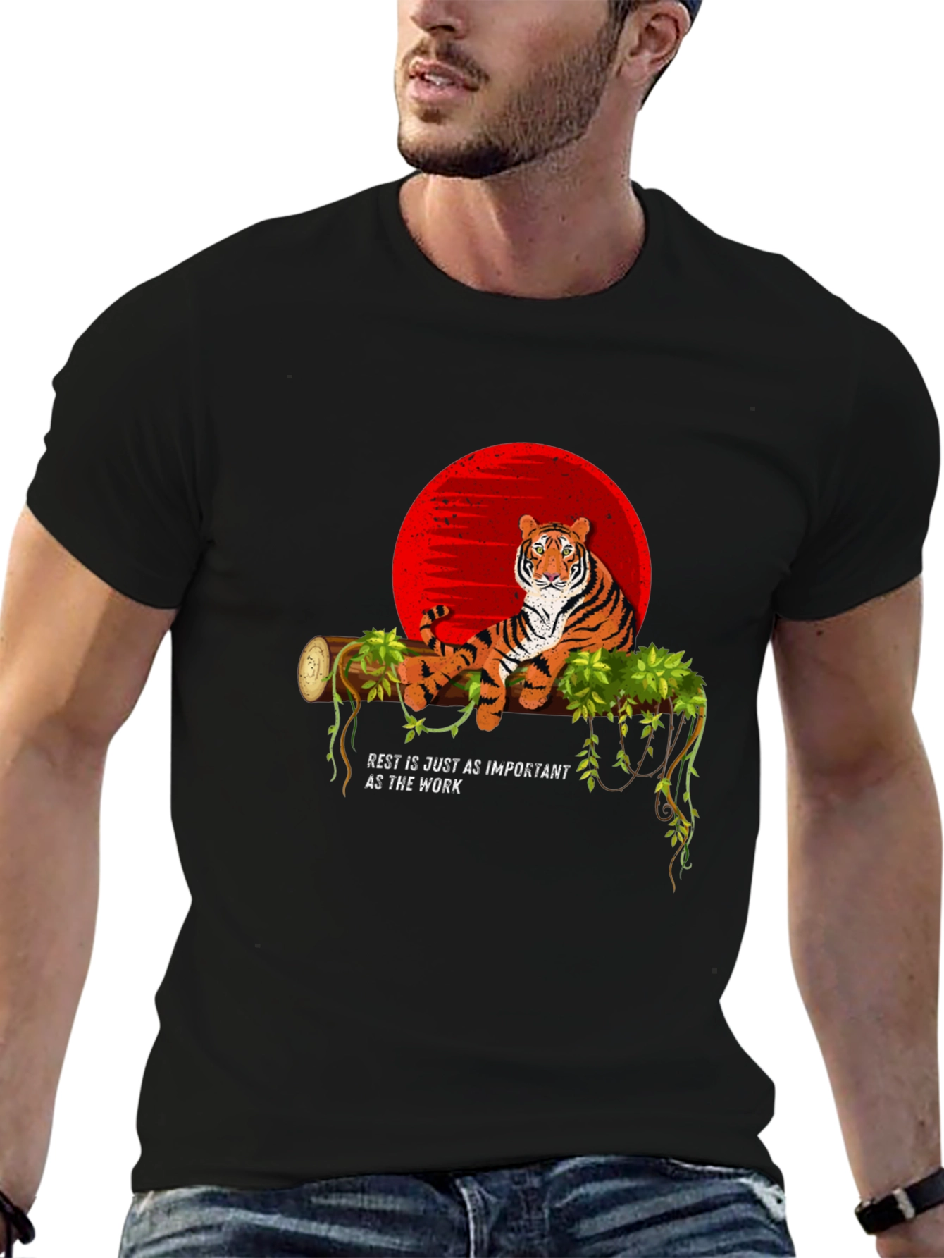 Tiger Resting on Log Graphic T-Shirt