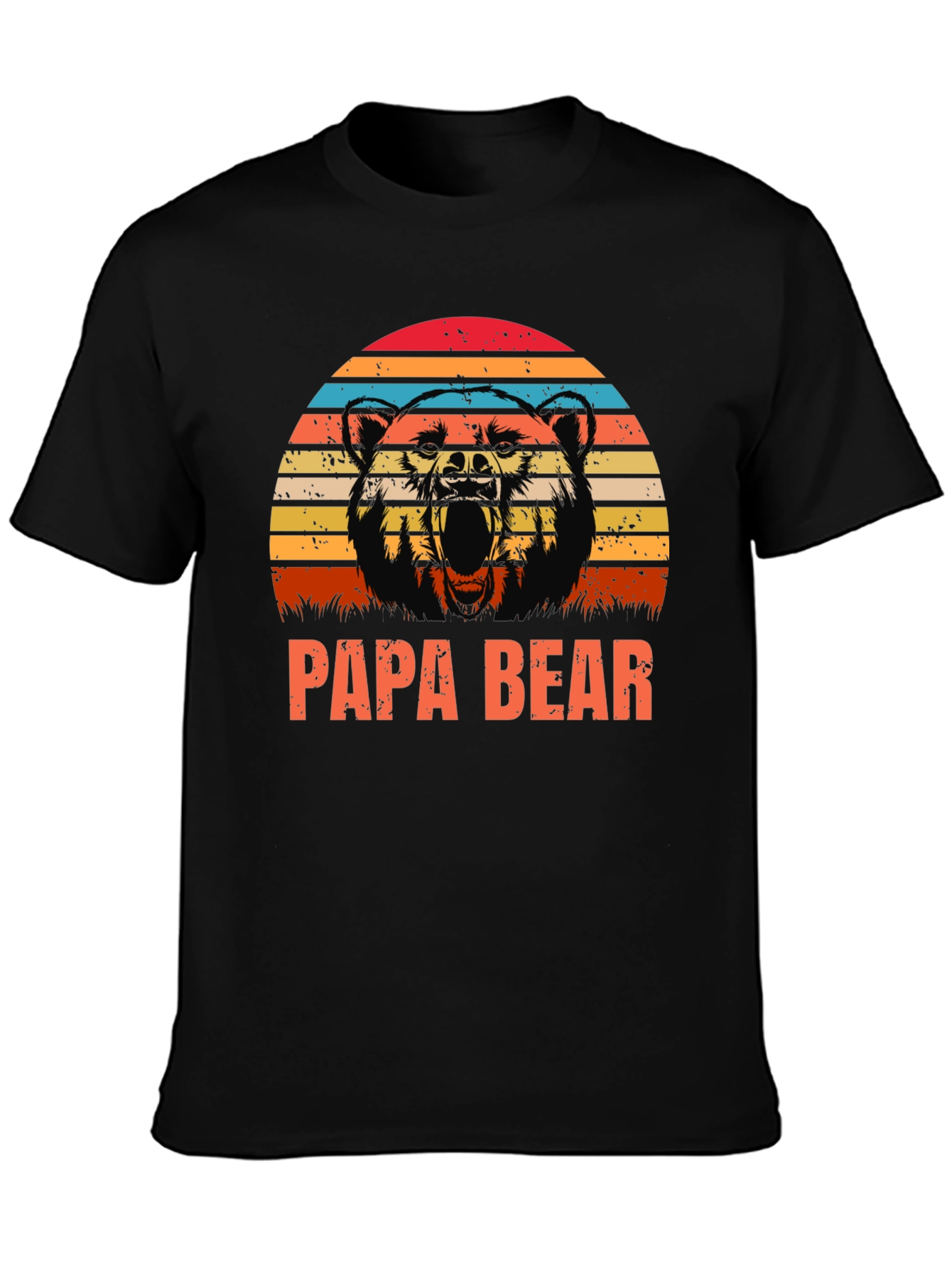 Papa Bear Graphic Tee - Retro Style Black Shirt