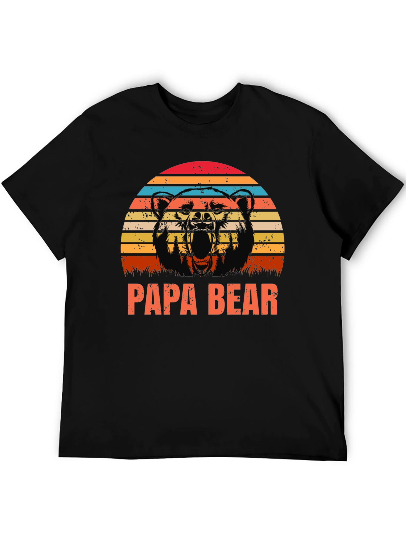 Papa Bear Graphic Tee - Retro Style Black Shirt