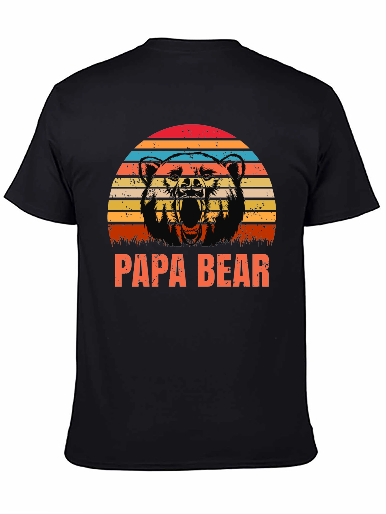 Papa Bear Graphic Tee - Retro Style Black Shirt