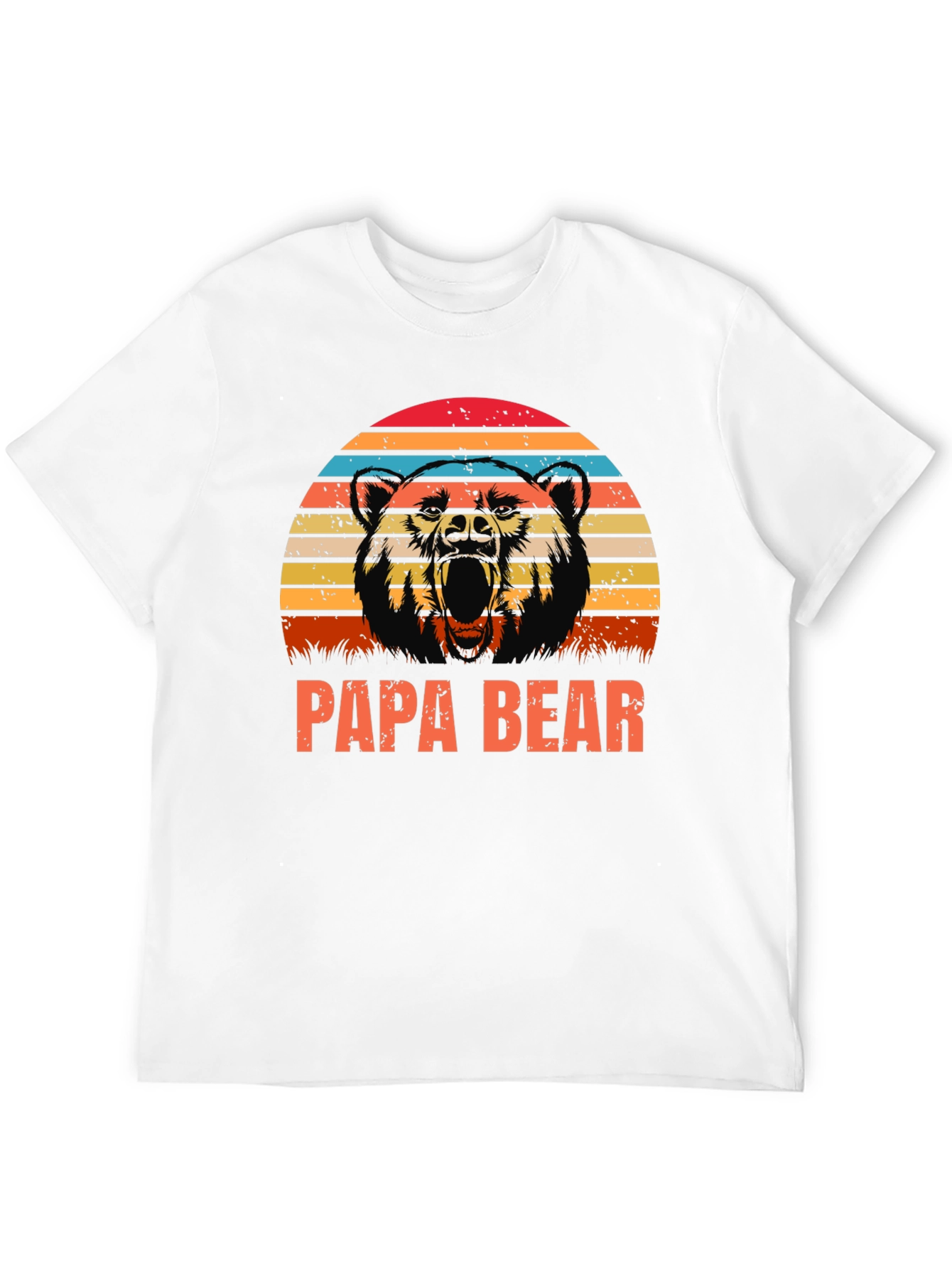 Papa Bear Graphic Tee - Retro Style Black Shirt
