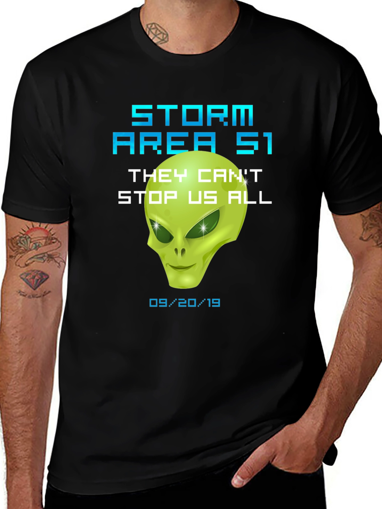 Storm Area 51 Alien Graphic T-Shirt Conspiracy Tee