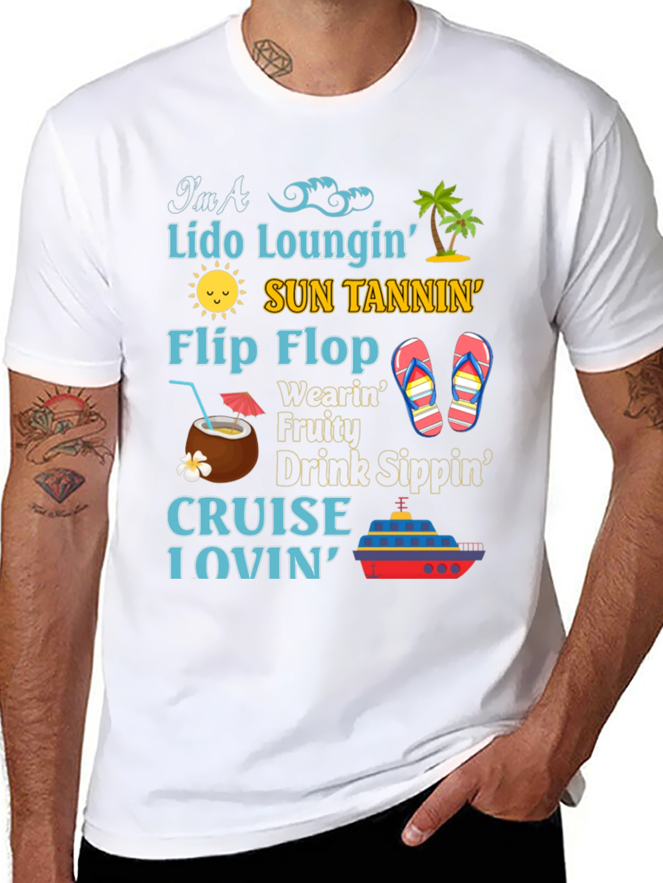 Cruise Lover T-Shirt: Lido Sun Flip Flops & Drinks!