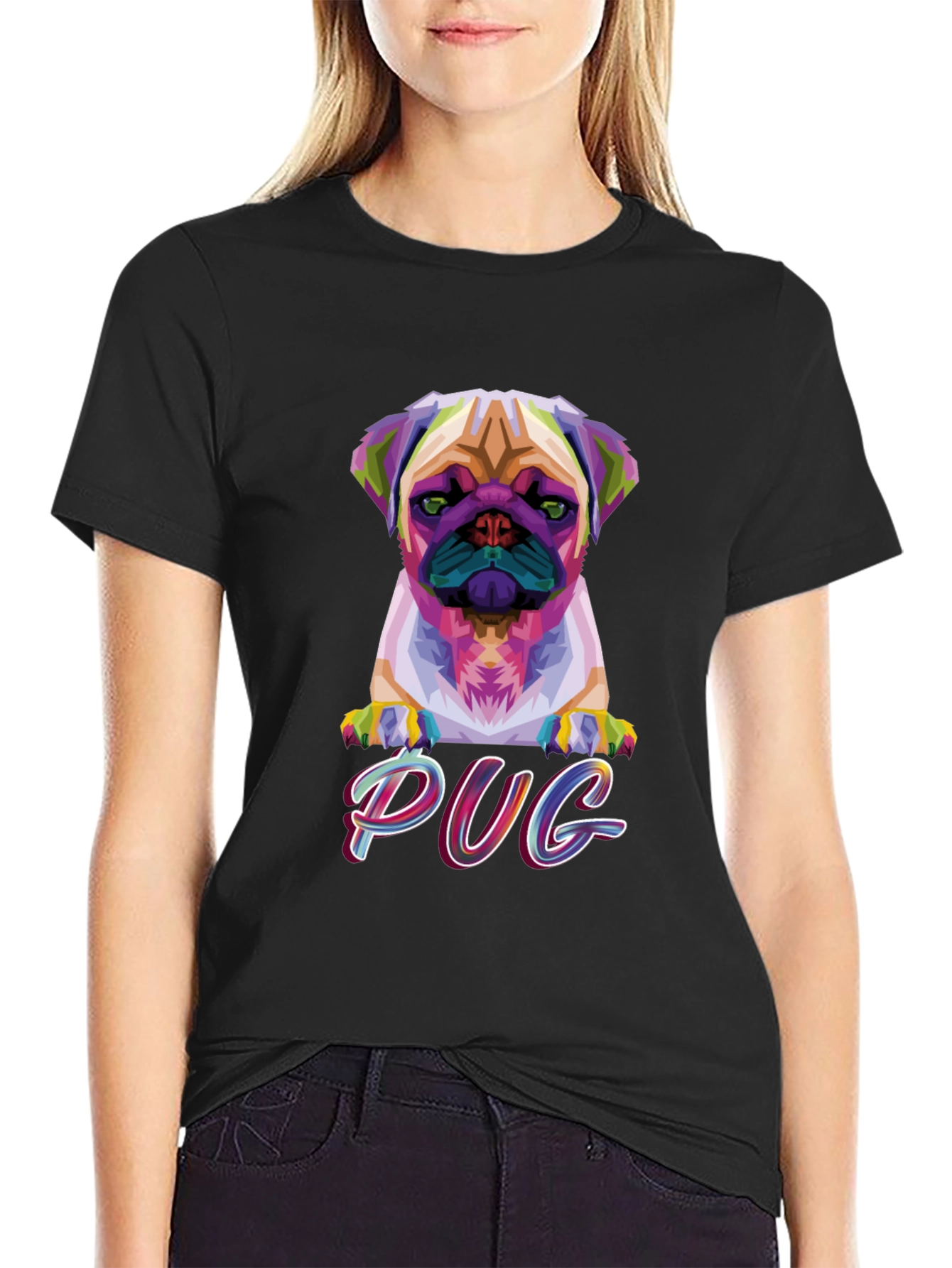 Geometric Pug Graphic T-Shirt