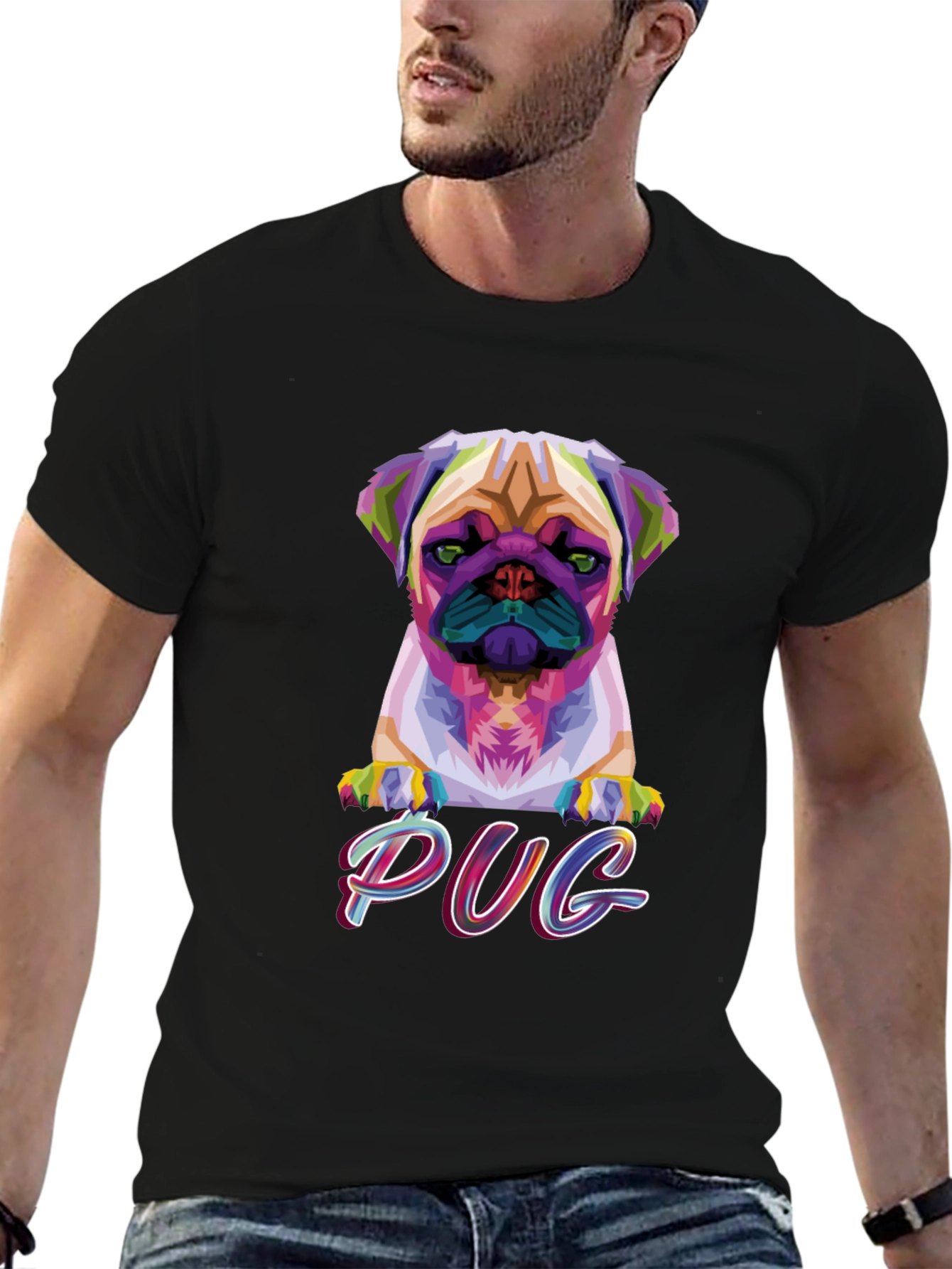 Geometric Pug Graphic T-Shirt