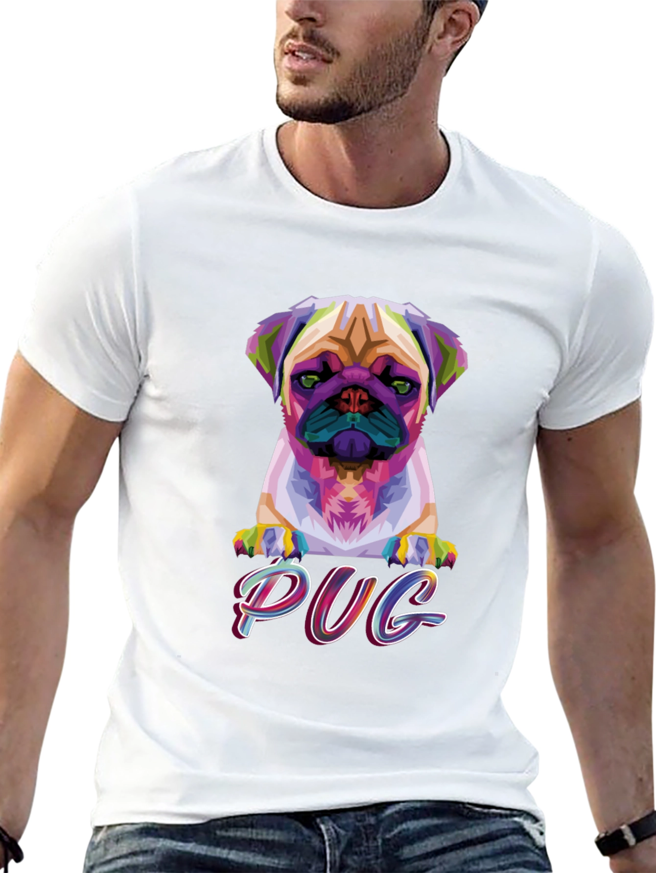 Geometric Pug Graphic T-Shirt