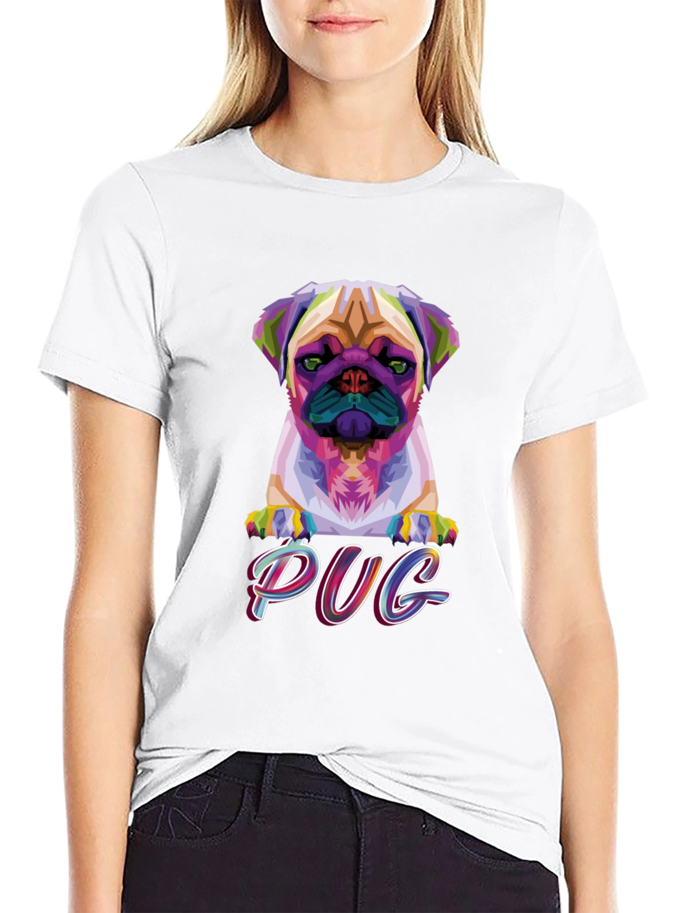 Geometric Pug Graphic T-Shirt
