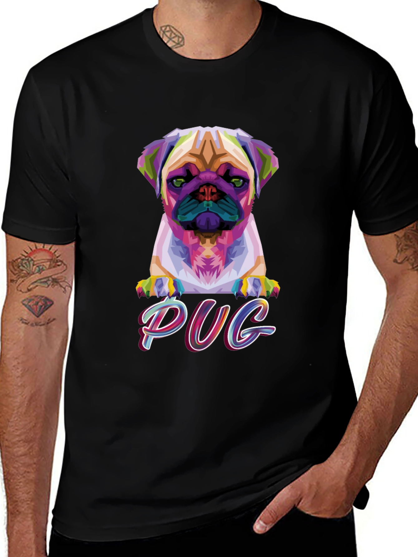 Geometric Pug Graphic T-Shirt