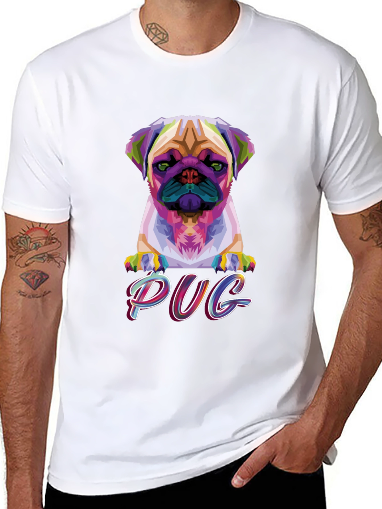 Geometric Pug Graphic T-Shirt