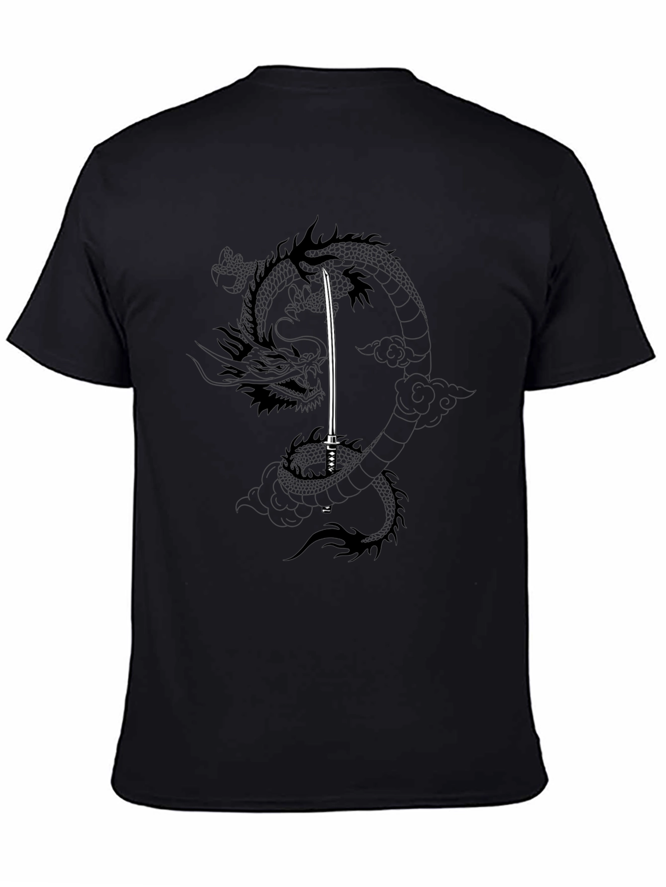 Dragon Katana T-Shirt - Black Graphic Tee