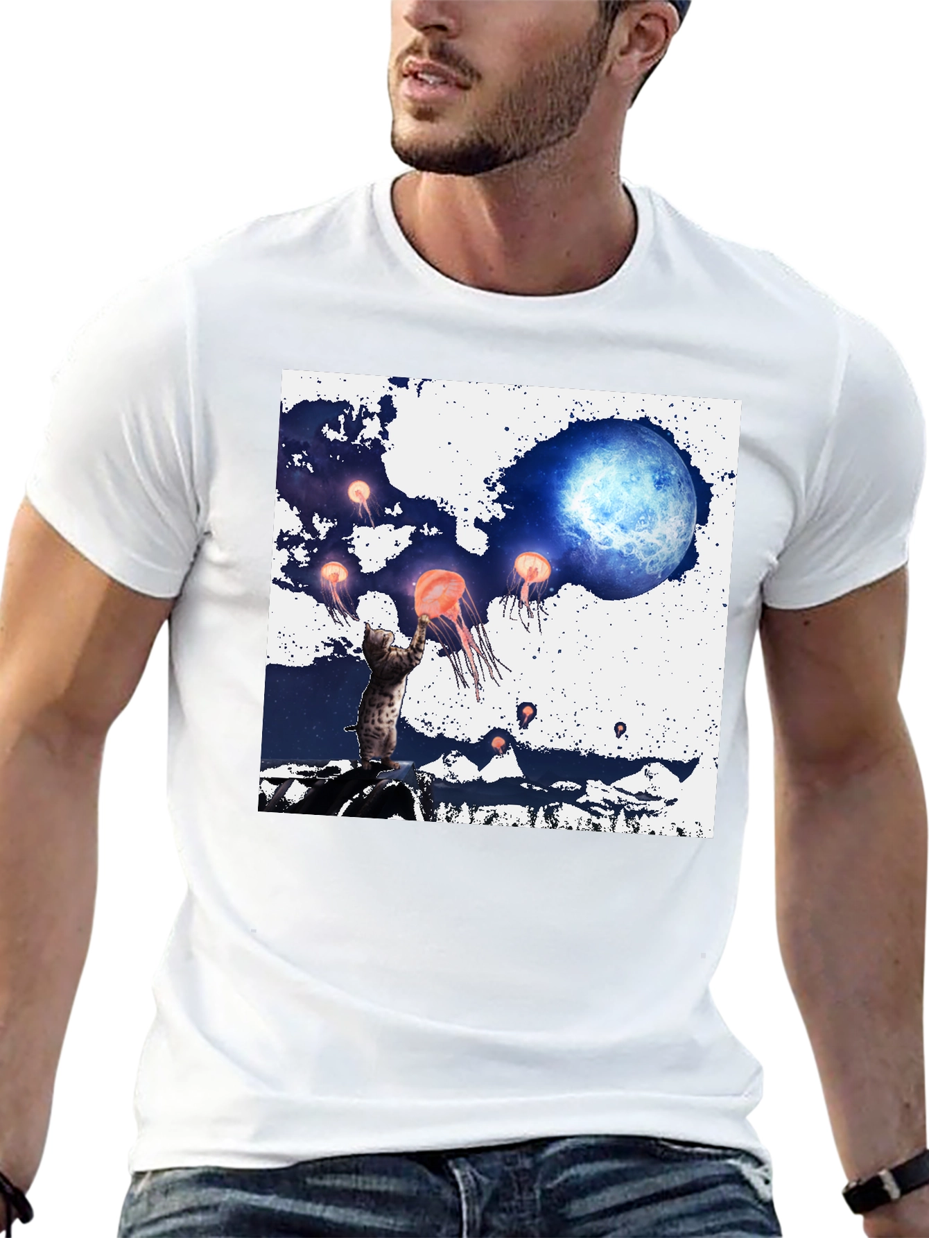 Cat Moon Jellyfish T-Shirt