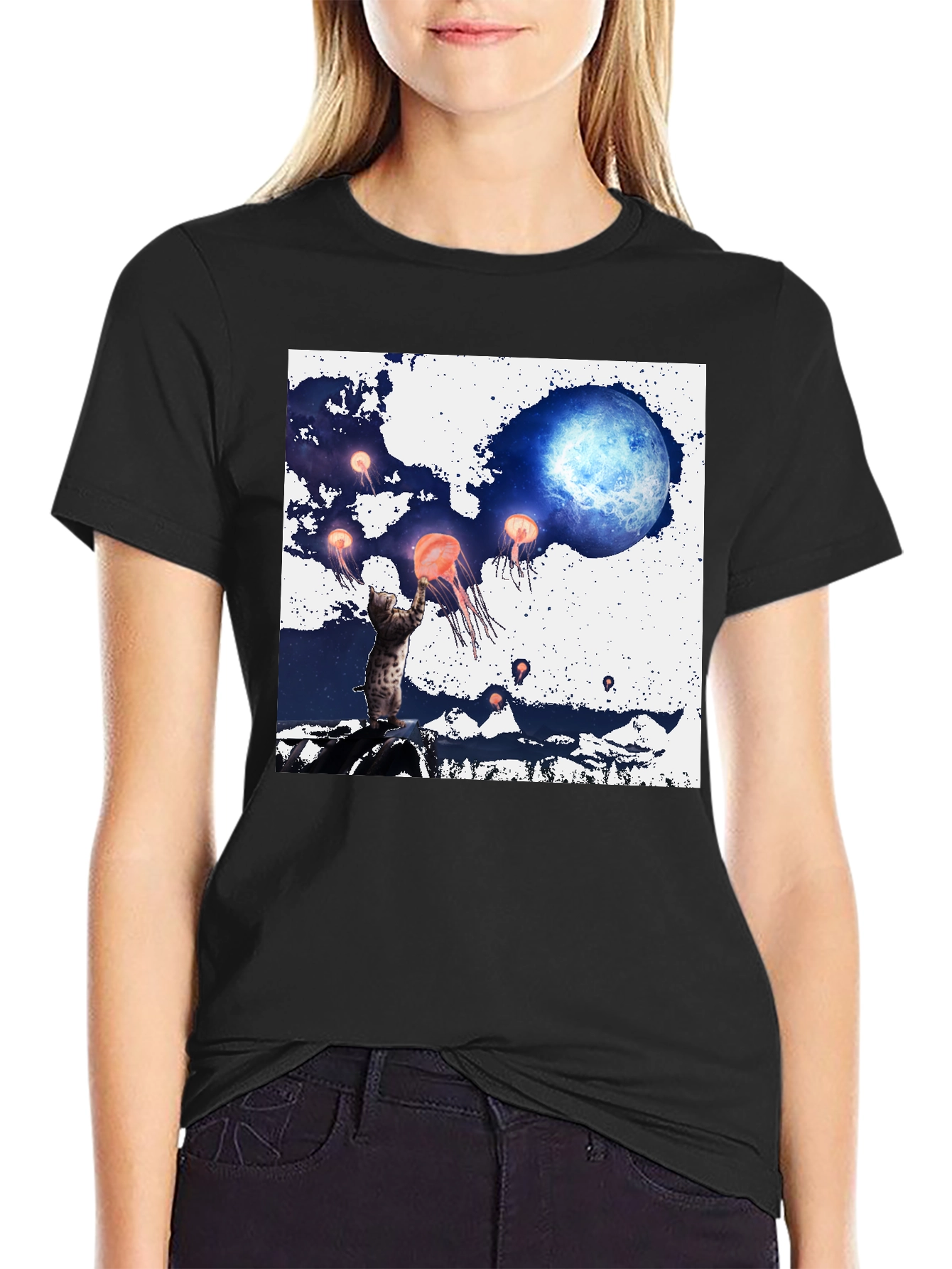 Cat Moon Jellyfish T-Shirt