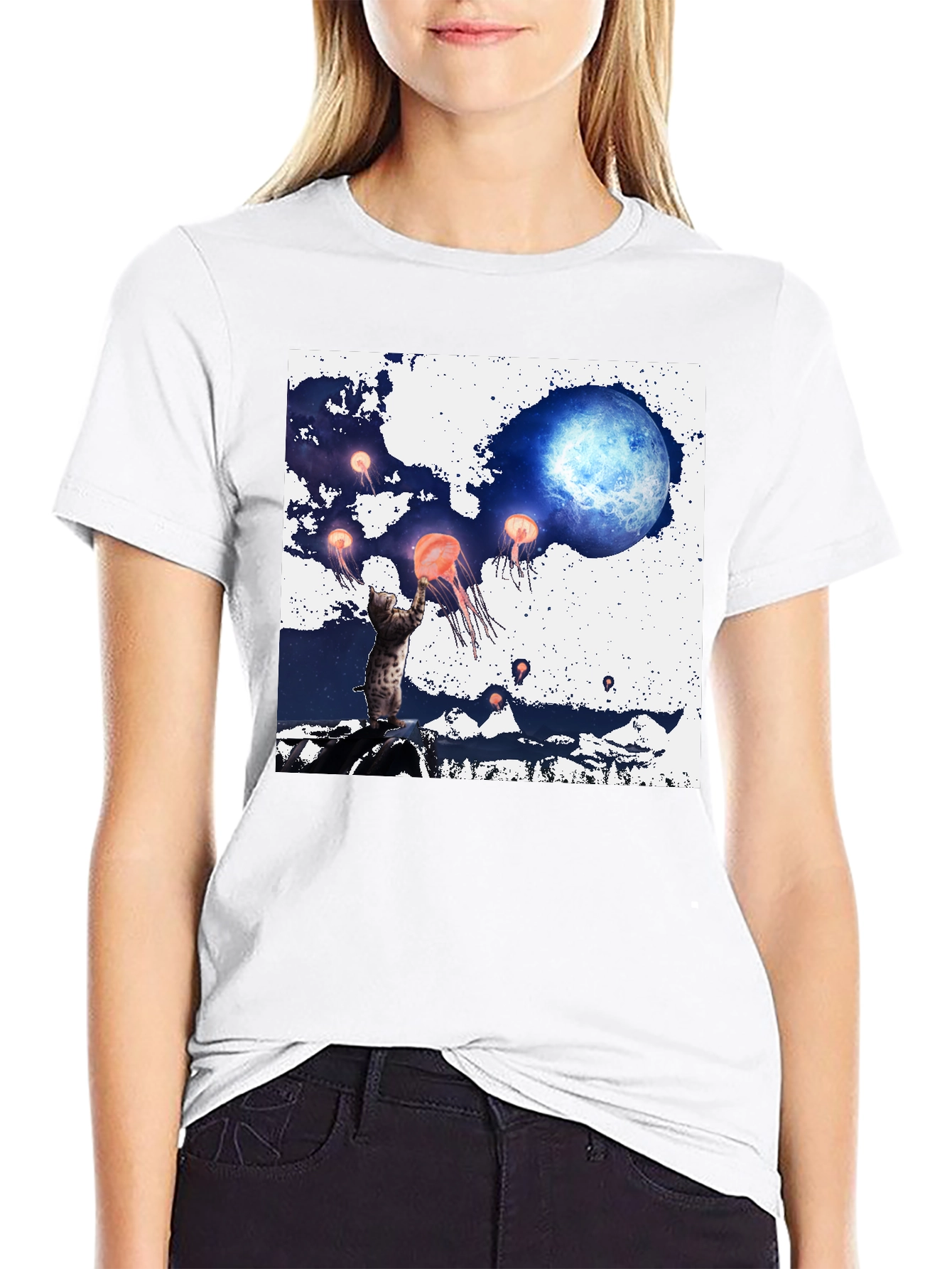 Cat Moon Jellyfish T-Shirt