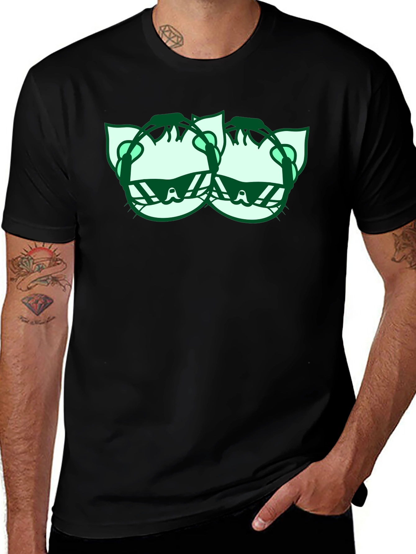 Cool Cat Graphic Tee - Black Cotton Shirt