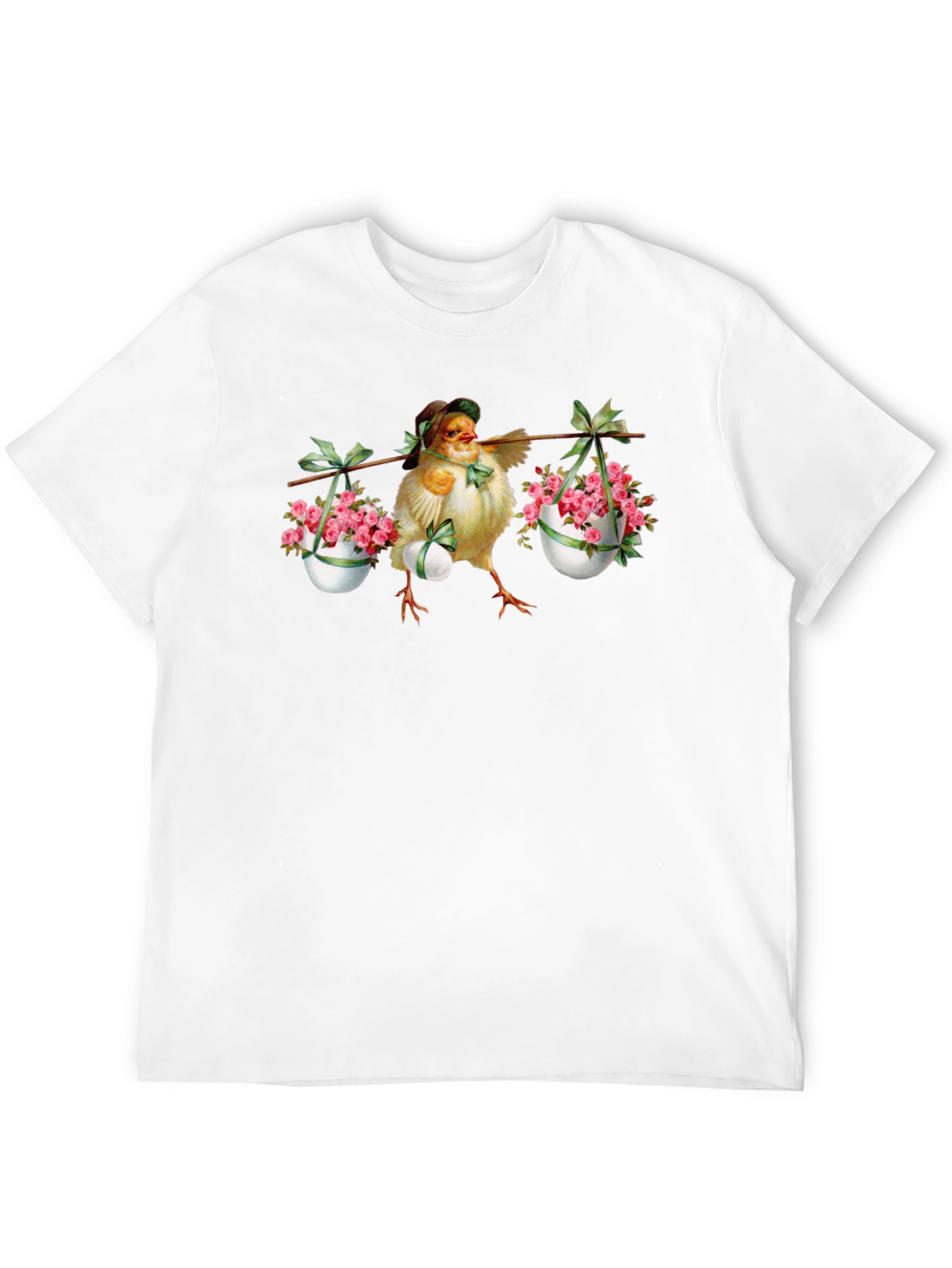 Chick with Easter Eggs & Flowers Graphic Tee